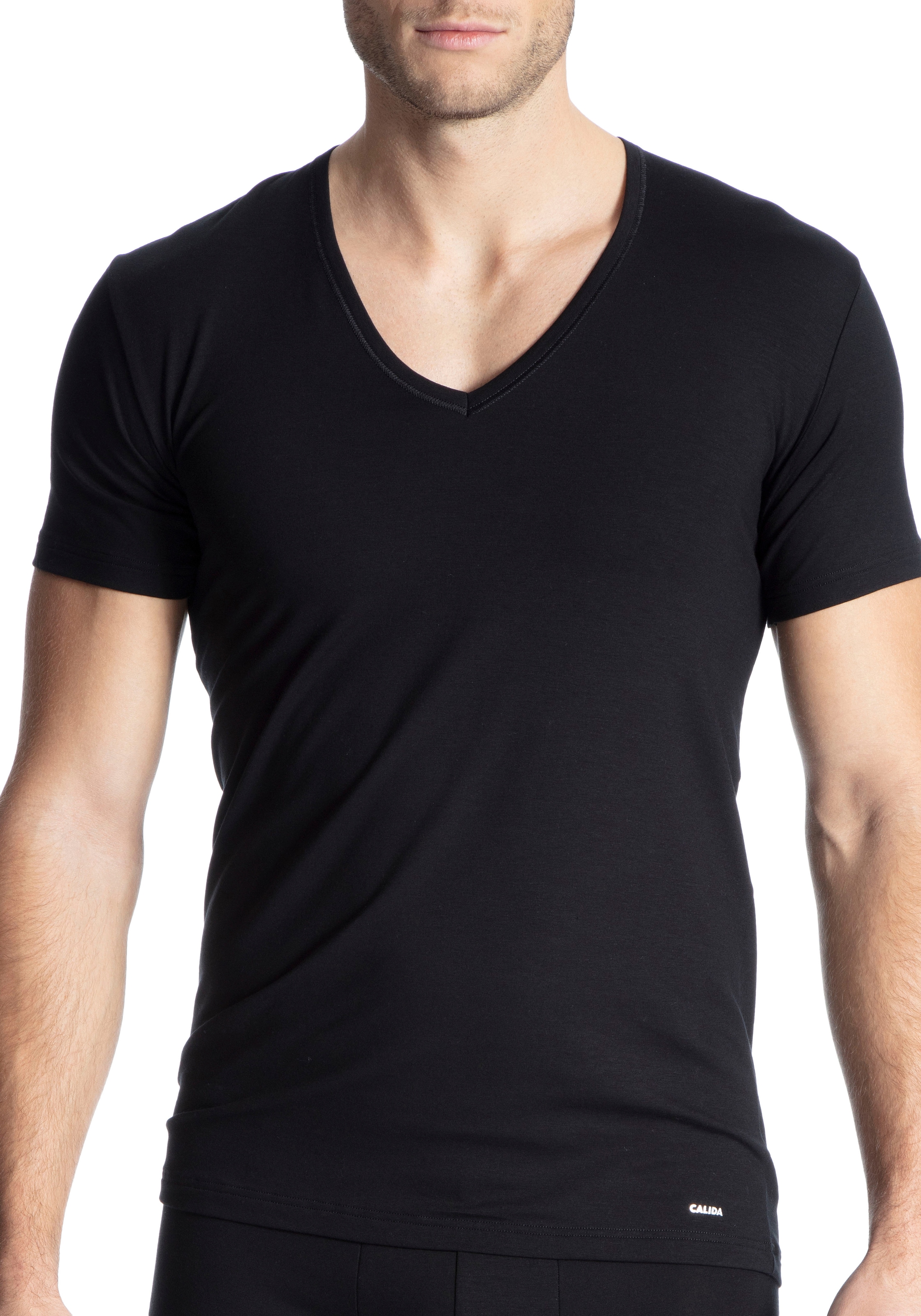 CALIDA T-Shirt »Cotton Code«, V-Ausschnitt, formstabiler Single Jersey, elastisch, Kurzarm