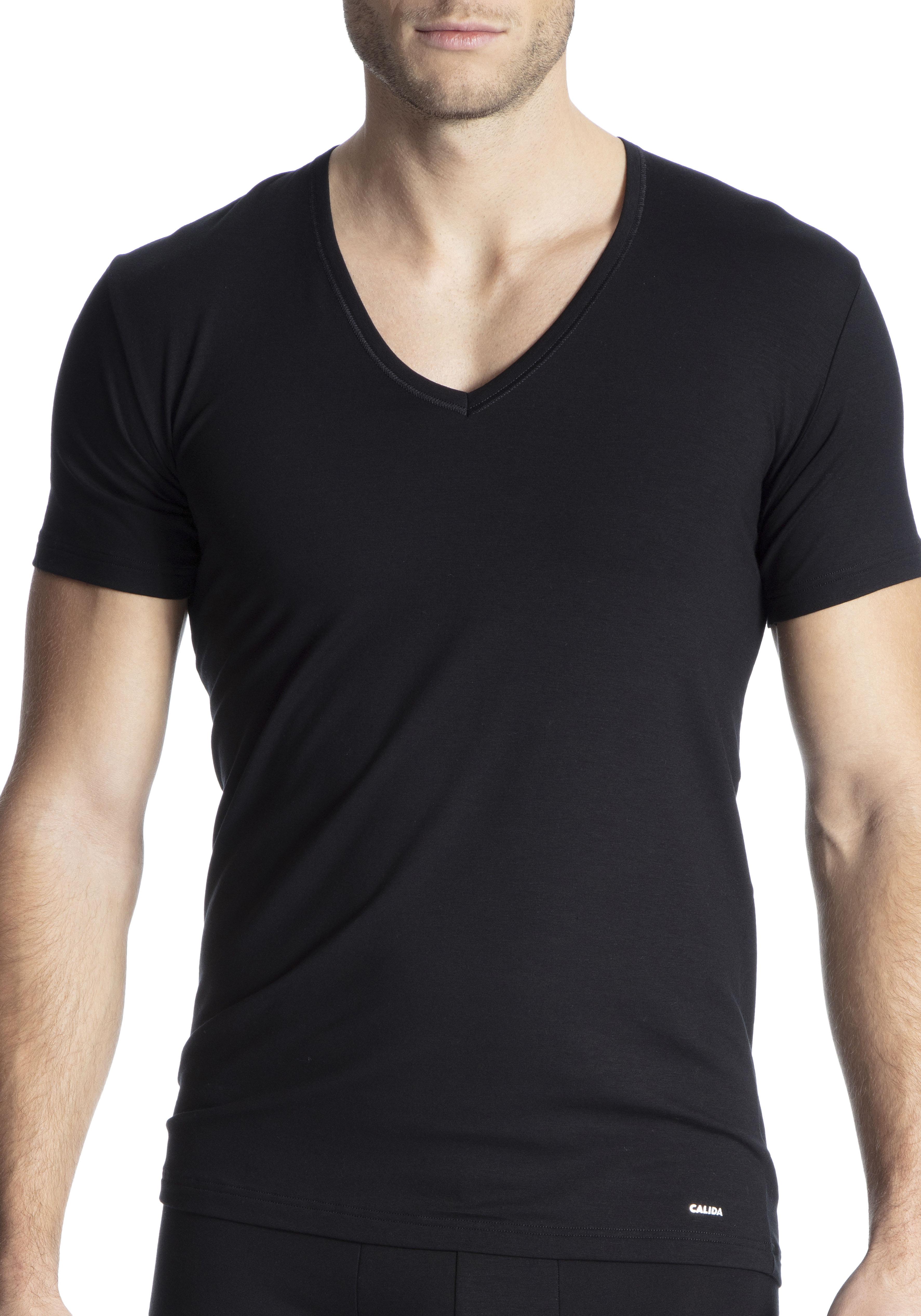 Thumbnail - CALIDA T-Shirt "Cotton Code", V-Ausschnitt, formstabiler Single Jersey, elastisch, Kurzarm