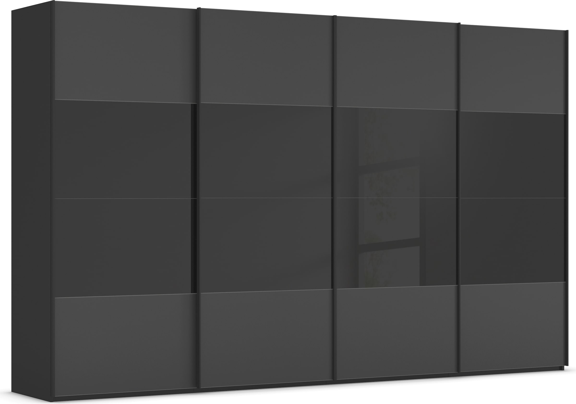 rauch Schwebetürenschrank "Kleiderschrank Schrank Garderobe Schlafzimmerschrank SCALE-FYRA" edle Türen viergeteilt Glas matt/glänzend viele Farben MADE IN GERMANY