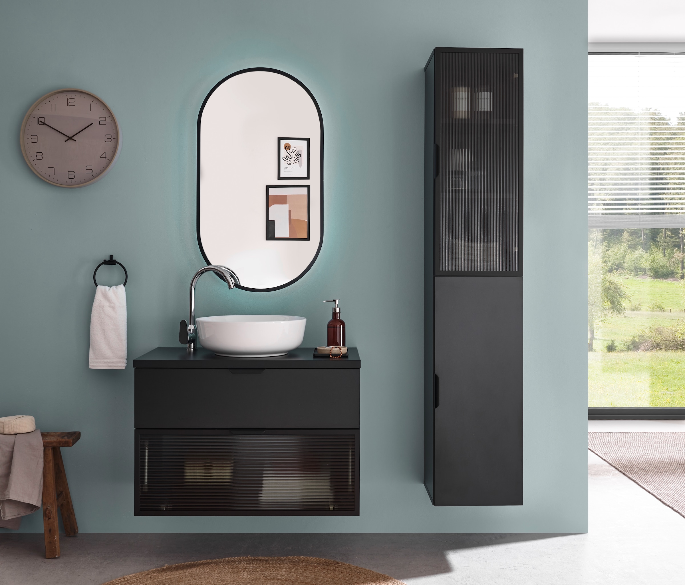 BASIC by Balculina Waschbeckenunterschrank »Diosa B/H/T 80x55x46 cm« 1 Stk. tlg. Breite 80cm, Softclose, Alurahmen