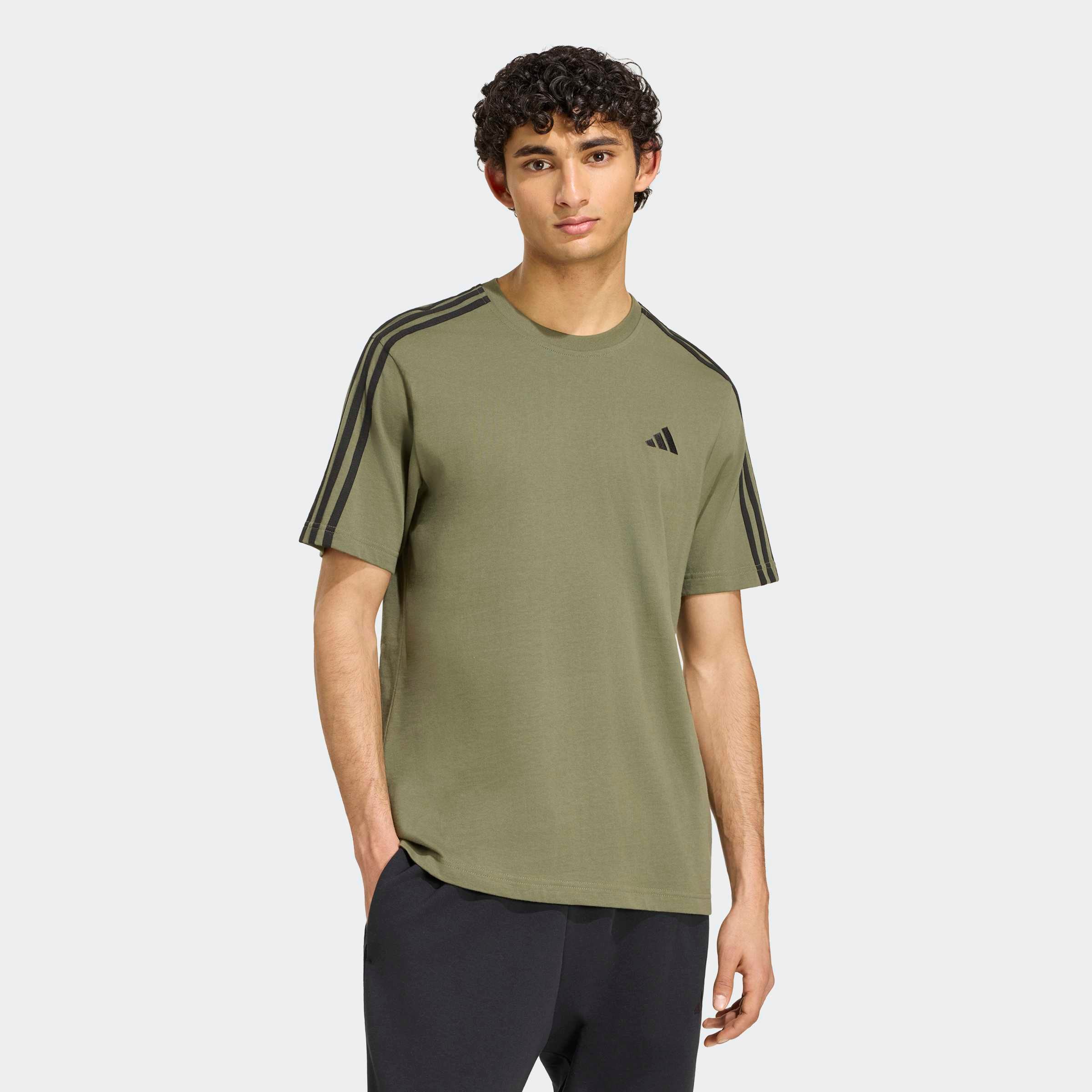 adidas Sportswear T-Shirt "ESSENTIALS 3-STREIFEN, SINGLE JERSEY, BRANDING LINKE SCHULTER"