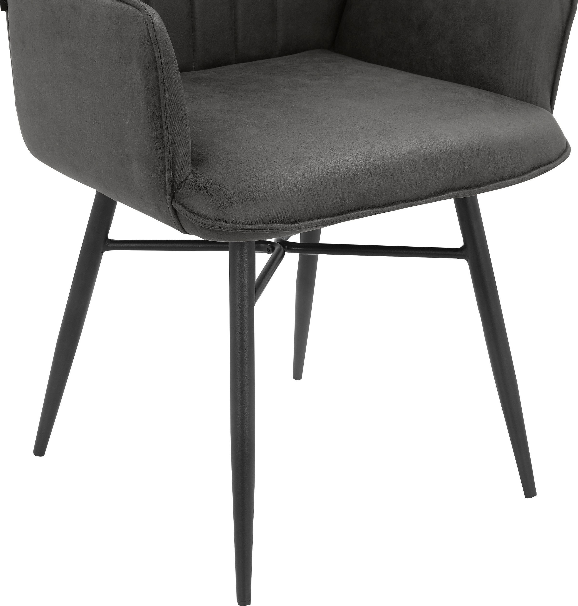 Leonique Esszimmerstuhl »Hrodwyn«, 2 St., Microfaser, Sitz gepolstert, mit horizontale Nähten am Rücken, Sitzhöhe 52 cm