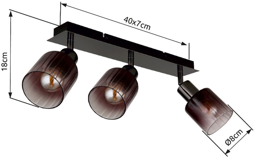 GLOBO LIGHTING Deckenstrahler »SATELLA«, Leuchtmittel E14 | ohne Leuchtmittel, Deckenspot/schwarz/Glas kupferfarben/Flur/Wohnzimmer