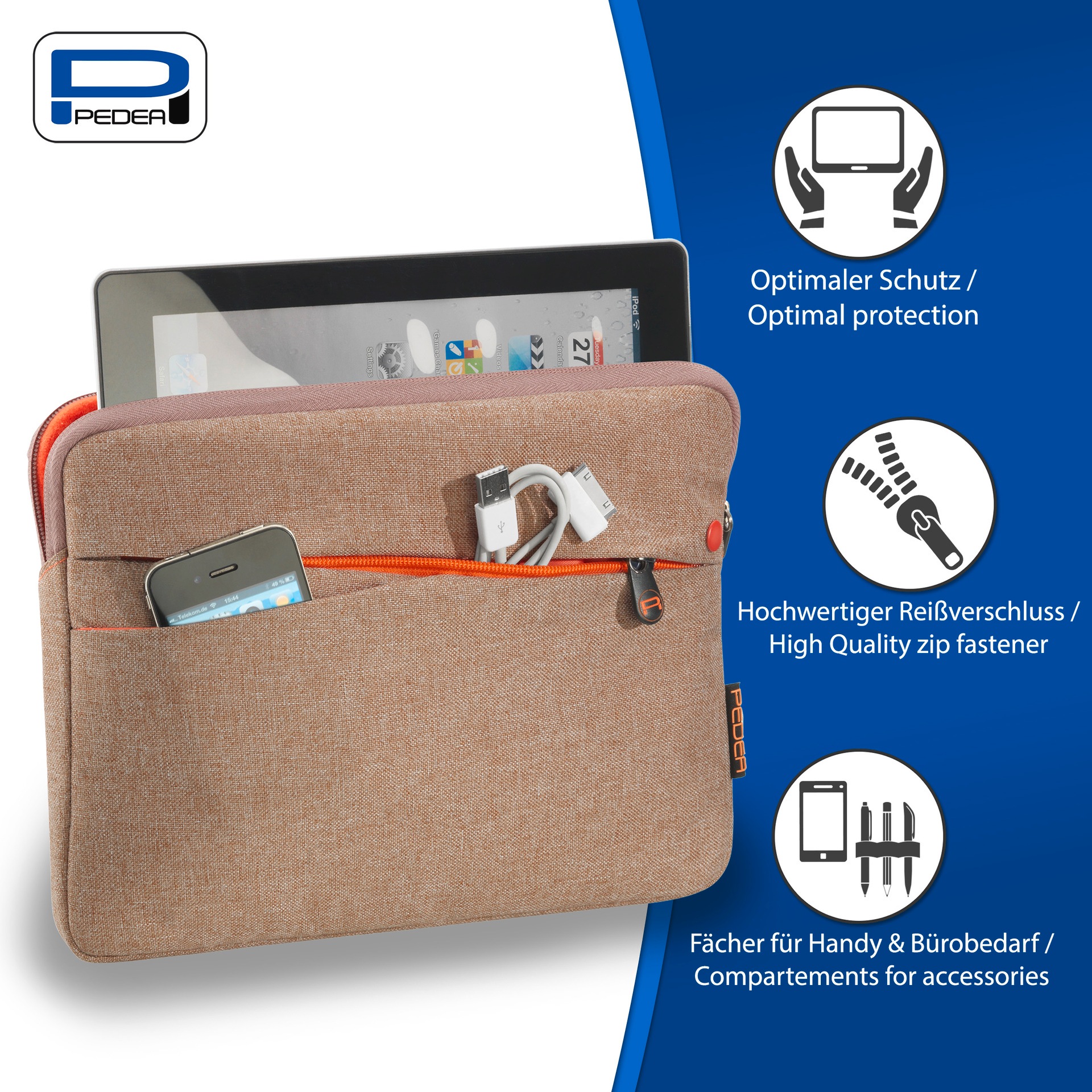 PEDEA Tablettasche »FASHION 25,7 cm (10,1 Zoll)«, fleeceartiges Innenfutter