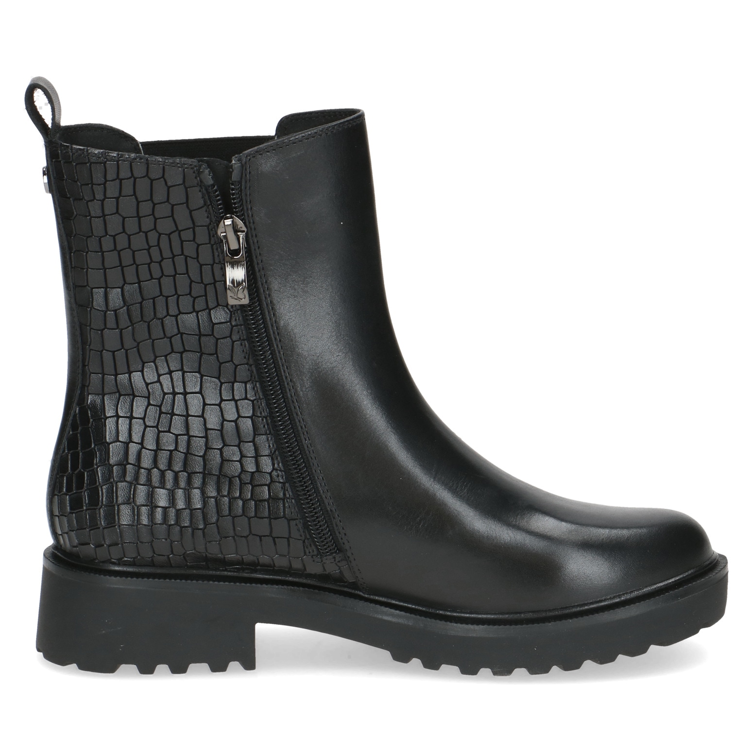 Caprice Chelseaboots, Blockabsatz, Stiefelette mit Reptilienprägung