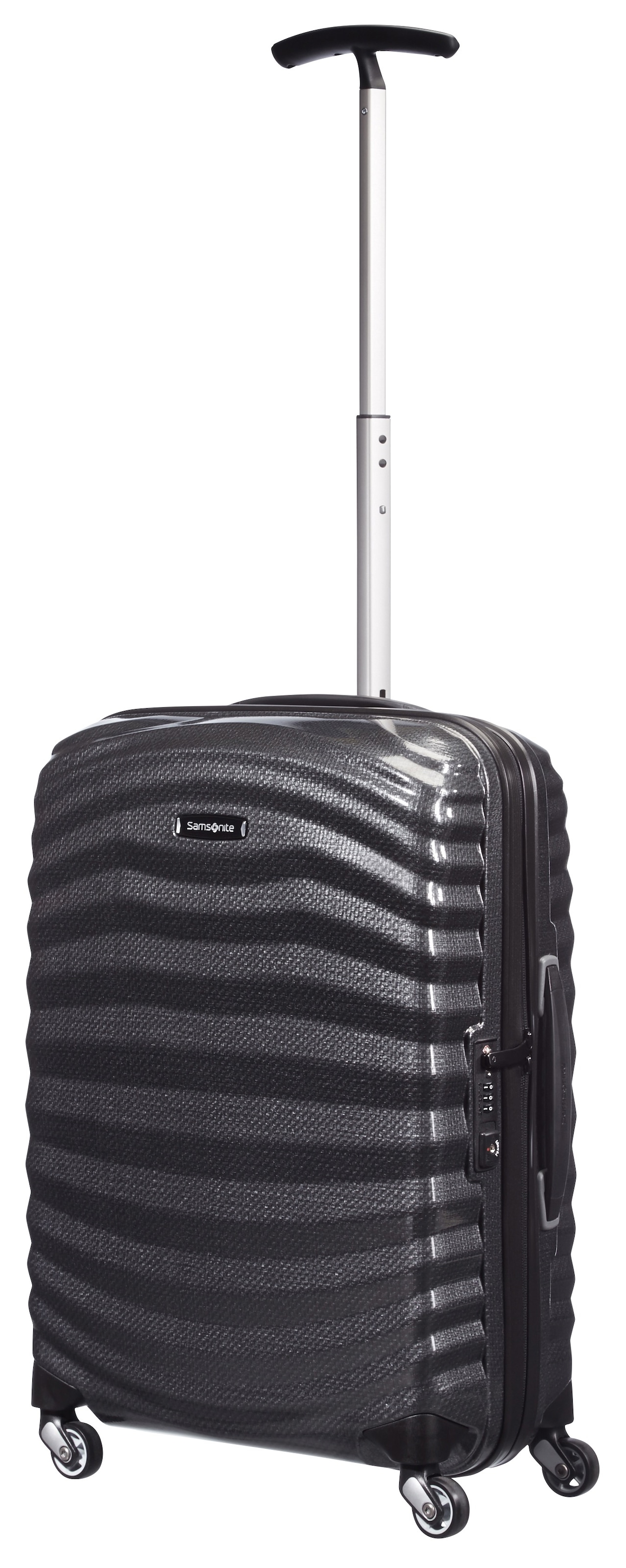 Samsonite Hartschalen-Trolley "LITE-SHOCK Black, 55 cm", 4 St. Rollen, Handgepäck Reisekoffer TSA-Zahlenschloss Made in 