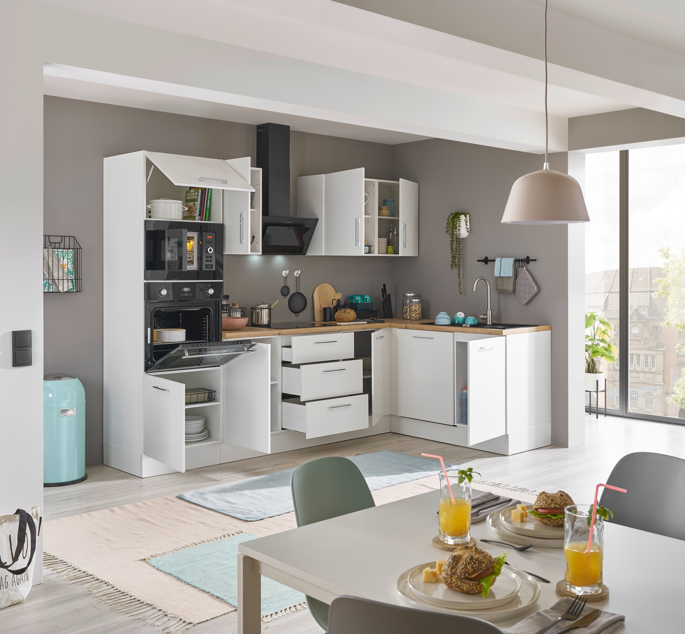 BASIC by Balculina Winkelküche »Turin«, Stellbreite 280x175 cm, wahlweise mit E-Geräten