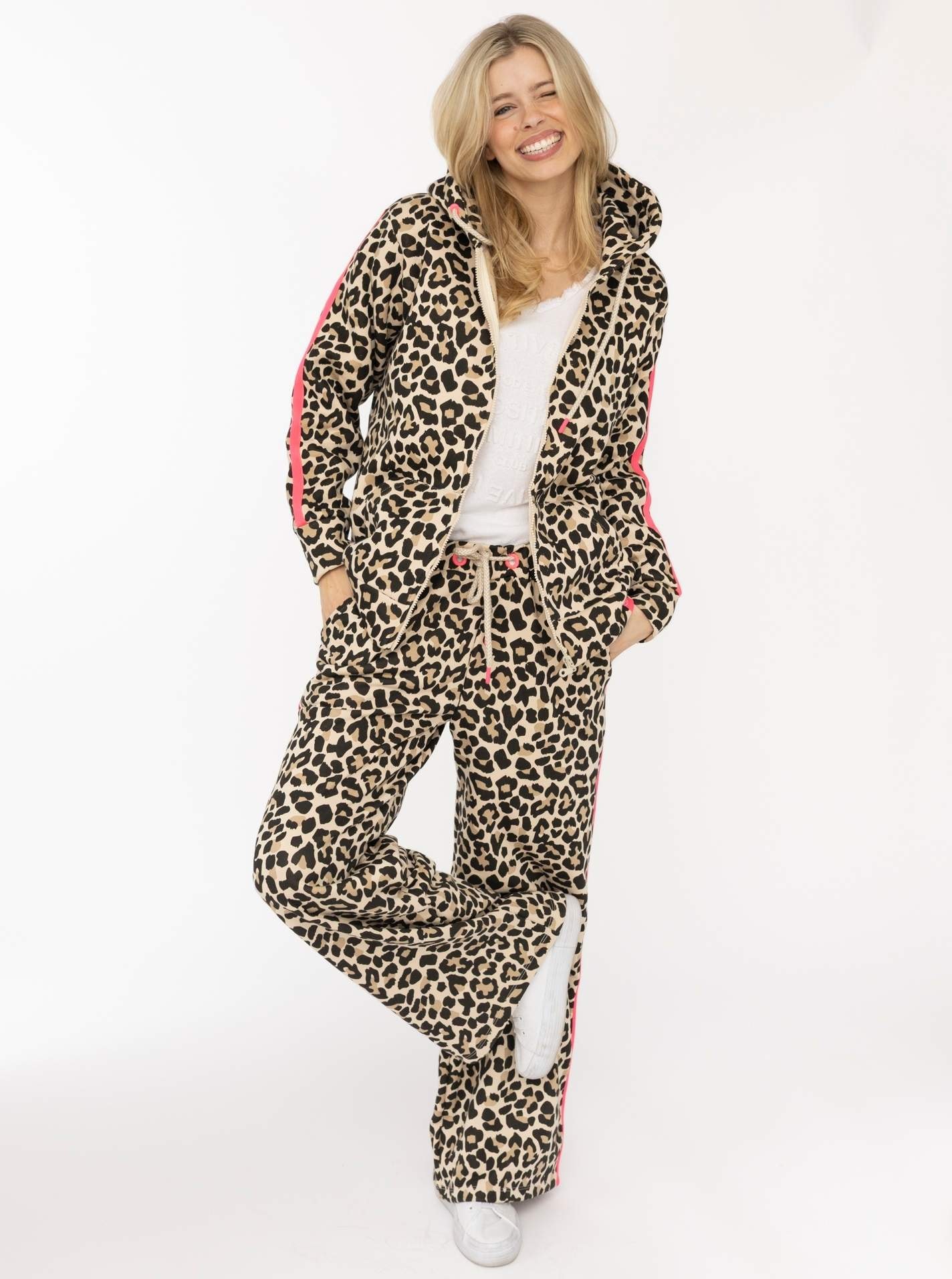 Zwillingsherz Sweathose »"Leo Stripe"«  Leomuster, pinker Seitenstreifen, Kordelzug, Taschen, gerades Bein
