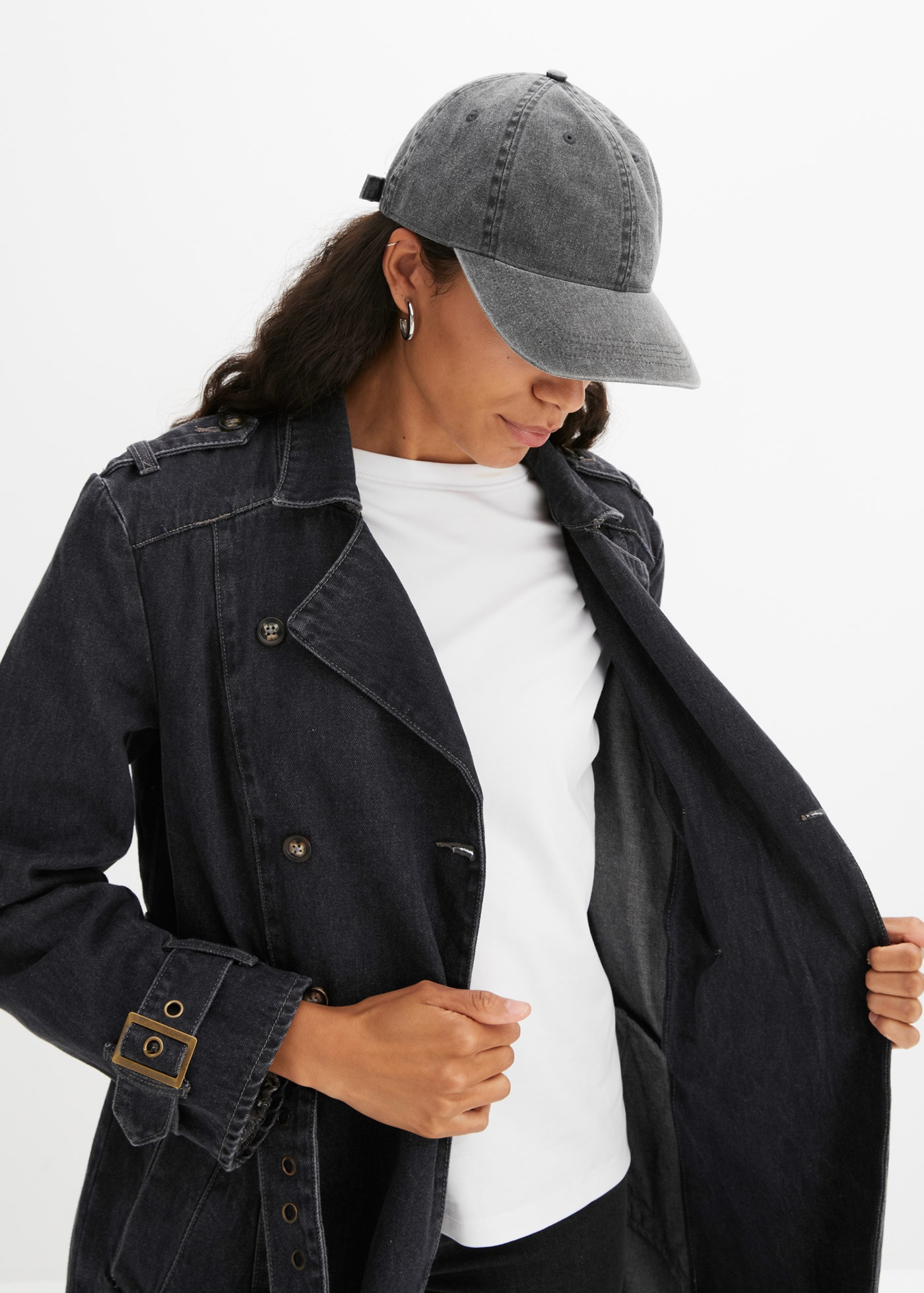 bonprix Baseball Cap größenverstellbar, aus Baumwolle, in Denim-Optik