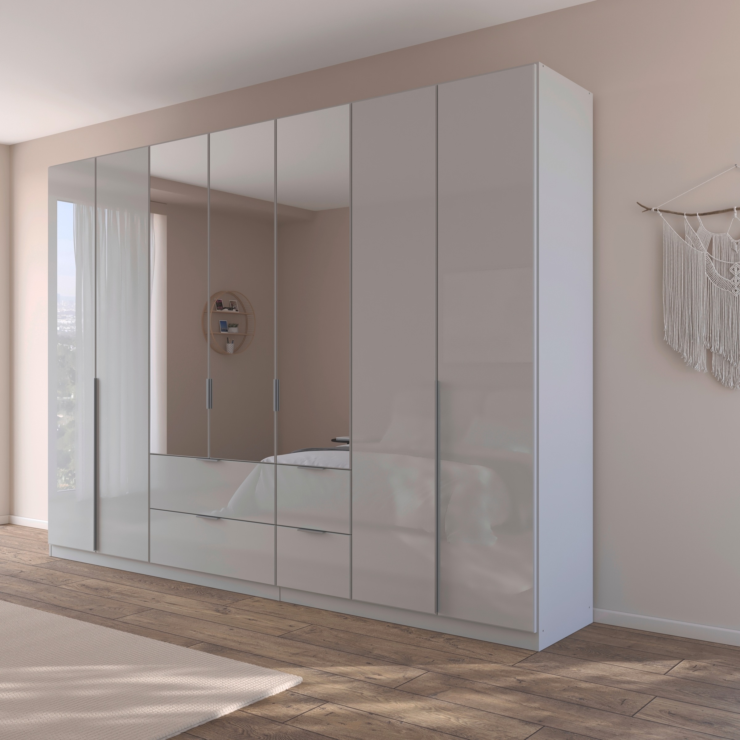 rauch Drehtürenschrank »Kleiderschrank Kleiderschränke Schrank Garderobe AGORDO mit Glasfront«, mit Außenschubkästen, in 6 Breiten und 2 Höhen MADE IN GERMANY