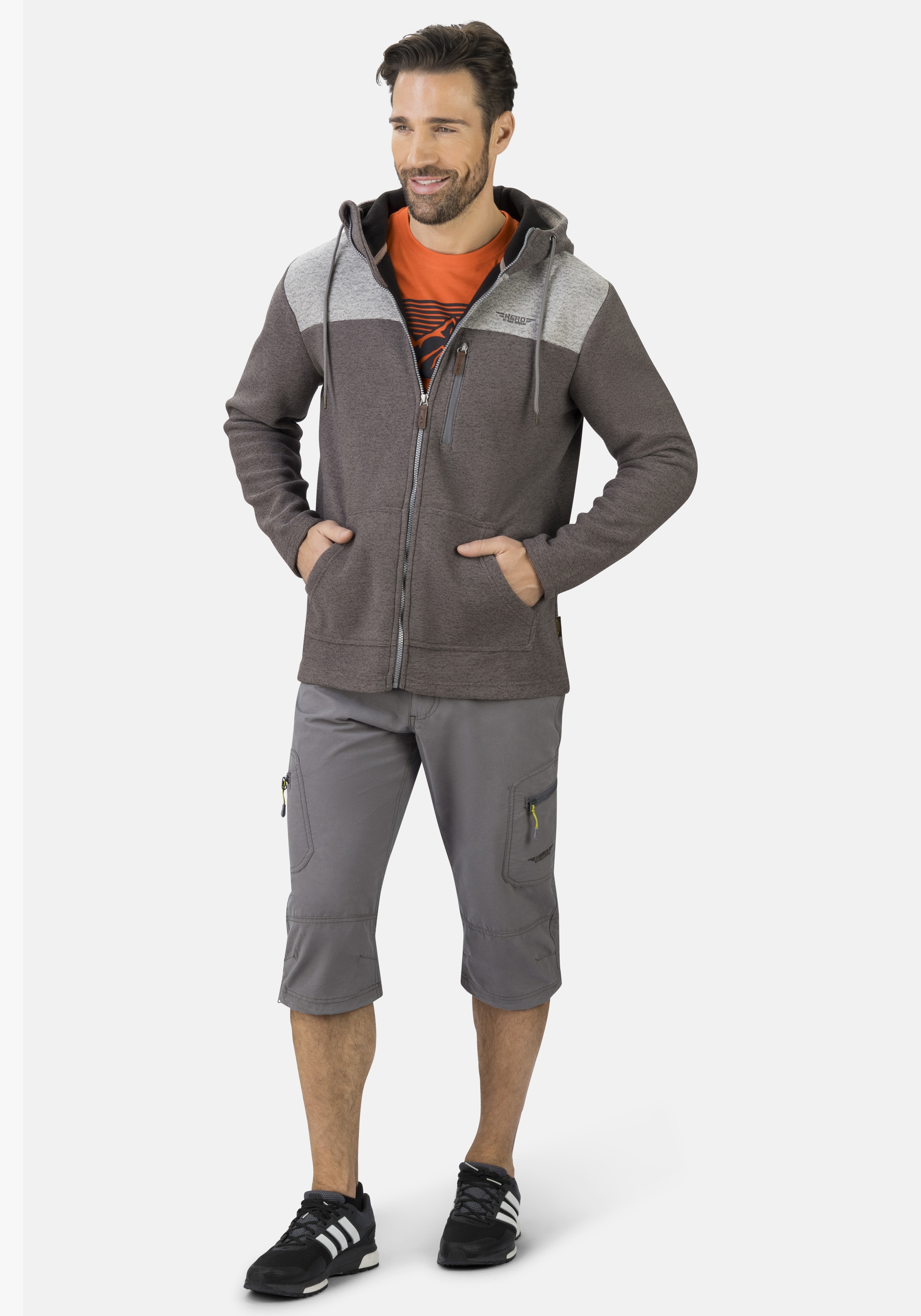 HERO by John Medoox Fleecejacke »Hero by John Medoox Hoodie Strick- Fleecejacke«, fleece Straight Fit Casual Atmungsaktiv für Herren