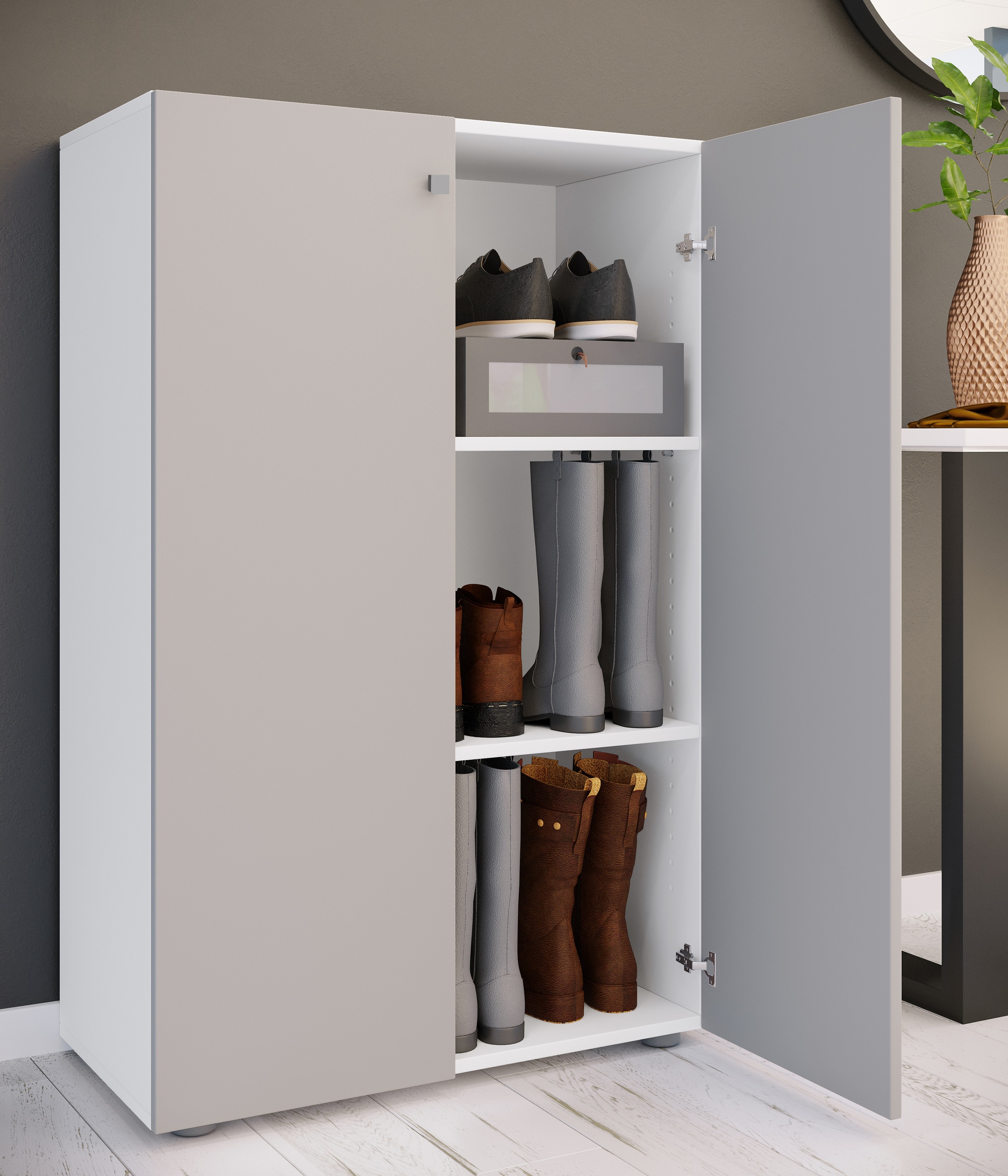 VCM Schuhschrank »VCM XL Holz Großer Schuhschrank Schuhregal Groß Stiefel Dielenmöbel Lona 3 Fächer«, (1 St.)