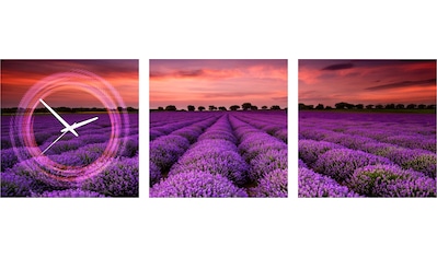 Conni Oberkircher´s Bild mit Uhr »Purple - Lavendelfeld II«, Natur, (Set, (Set 3), mit... kaufen