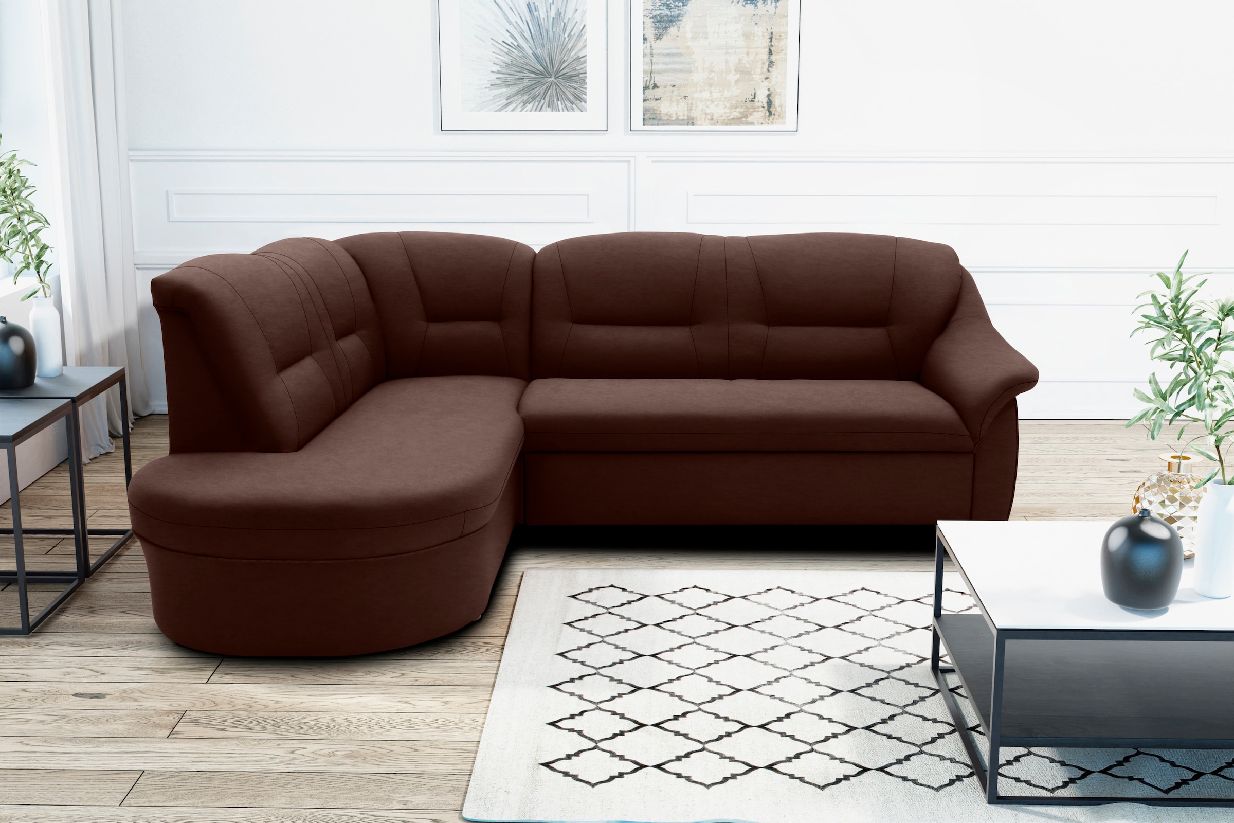 DOMO collection Ecksofa "Faenza für kleine Räume, Stellmaße 232,176cm, komf günstig online kaufen
