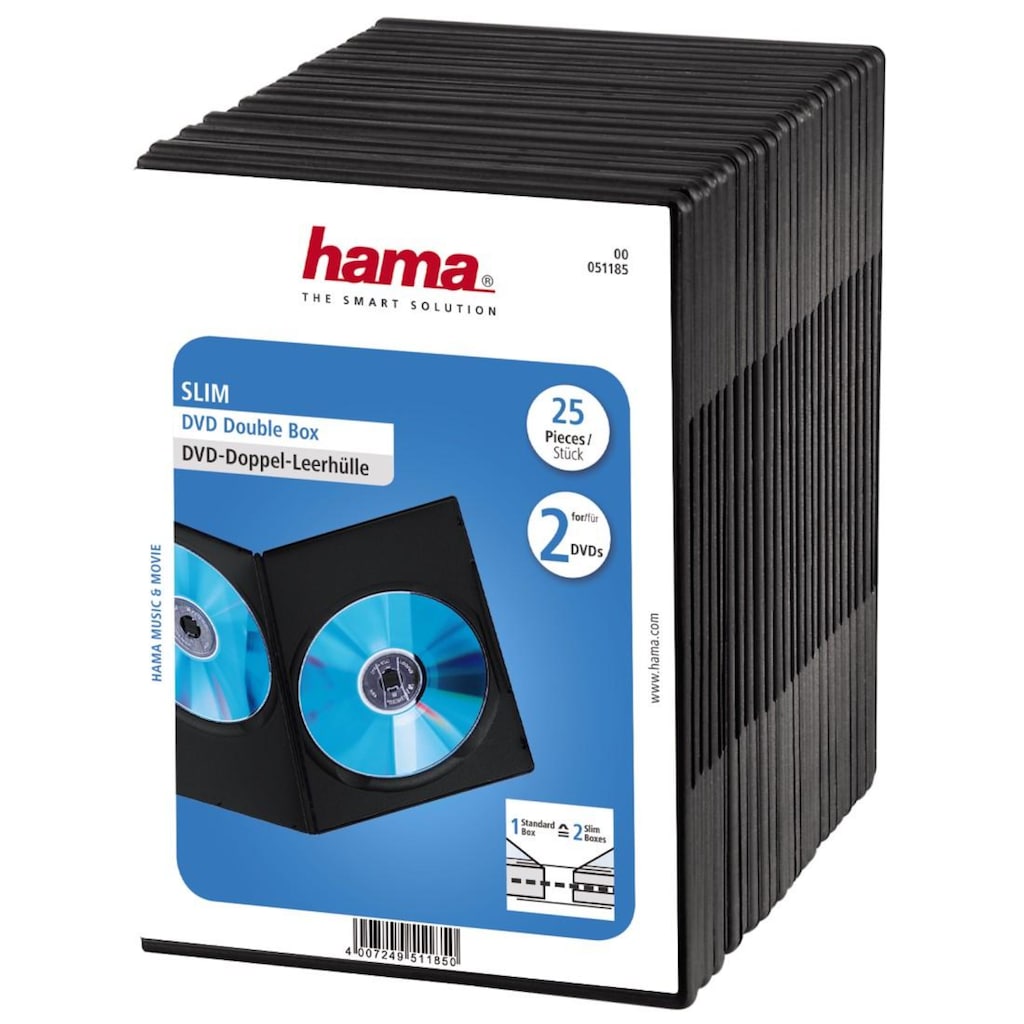 Hama DVD-Hülle »DVD-Doppel-Leerhülle Slim, 25er-Pack, Schwarz, DVD Hülle«