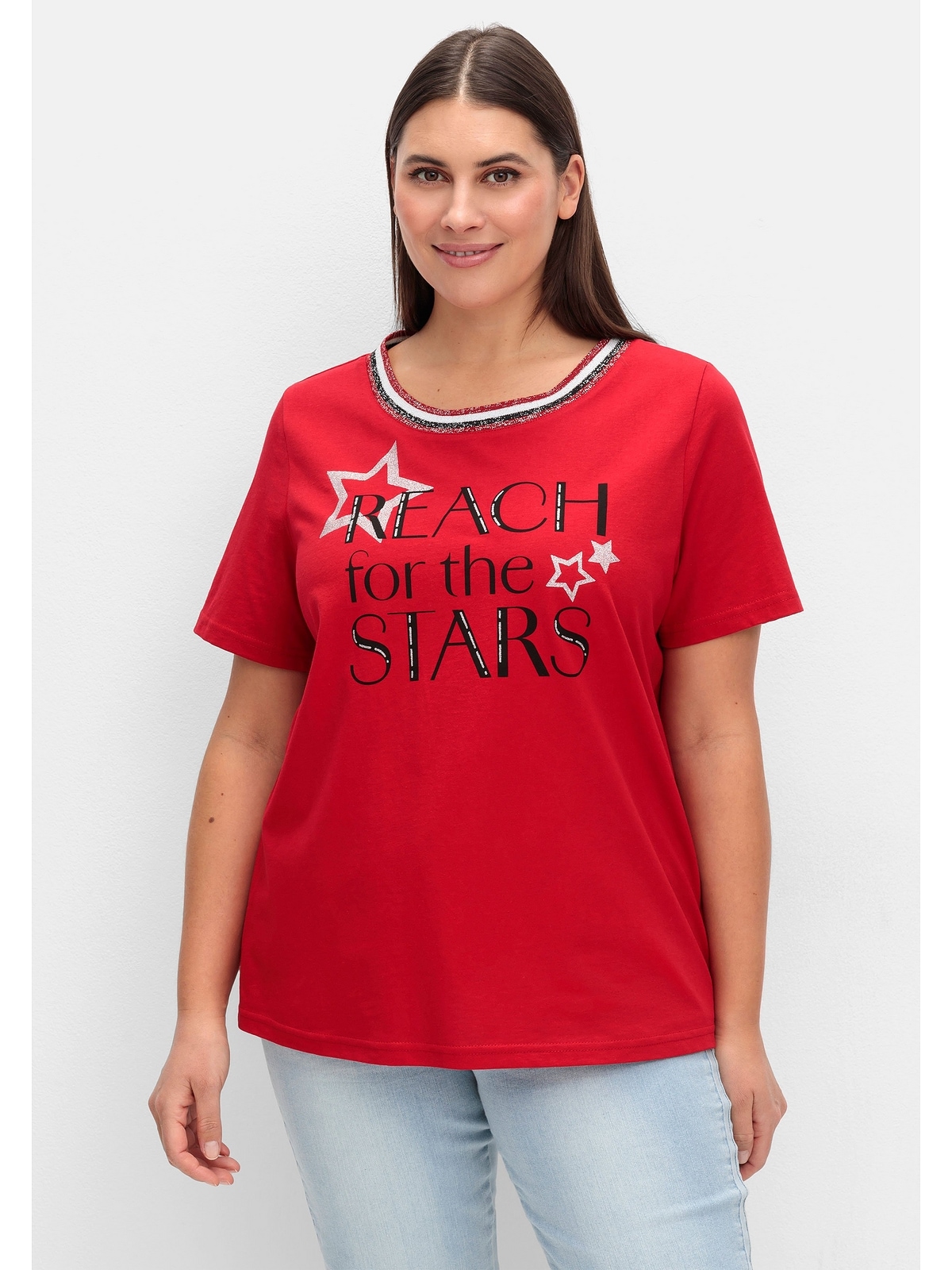 Sheego T-Shirt "Große Größen", mit Frontdruck und Glitzerdetails günstig online kaufen