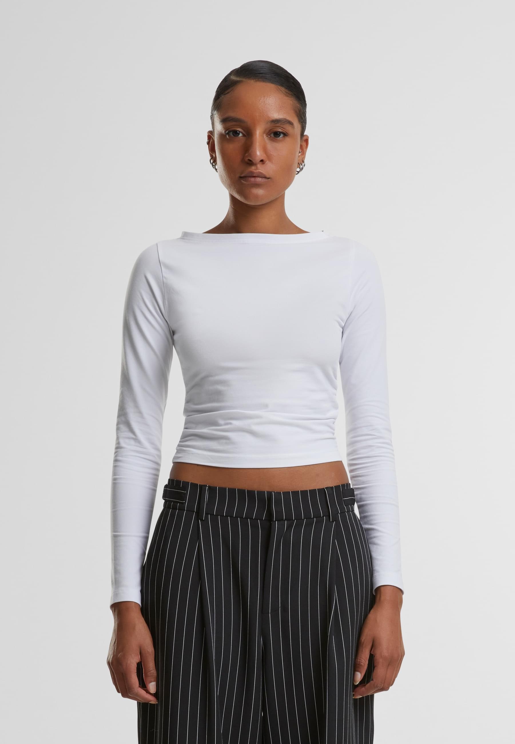 URBAN CLASSICS Longsleeve »Urban Classics Ladies Ruffled Super Slim Longsleeve«, (1 tlg.)