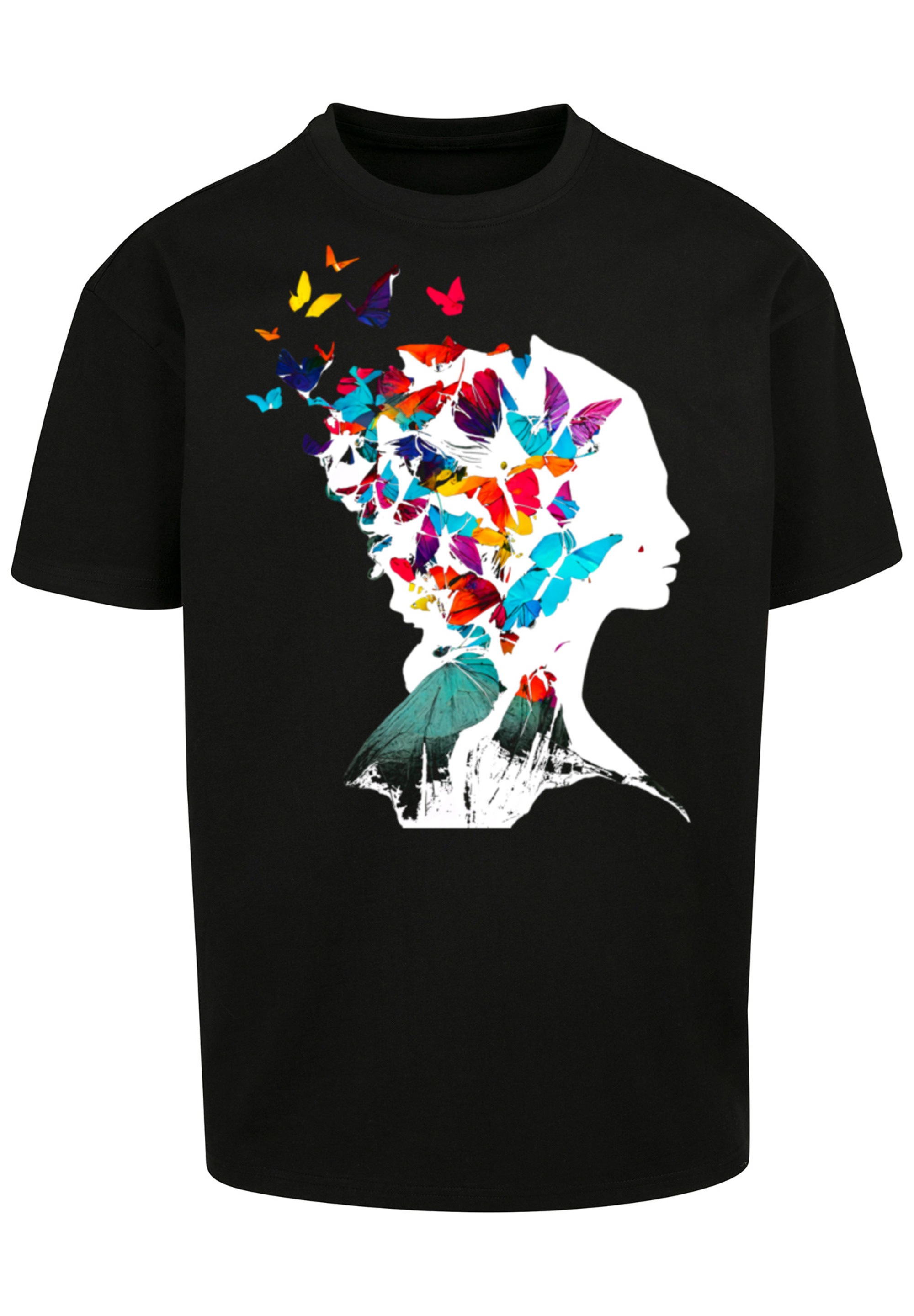 F4NT4STIC T-Shirt »Schmetterling Silhouette OVERSIZE TEE«, Print