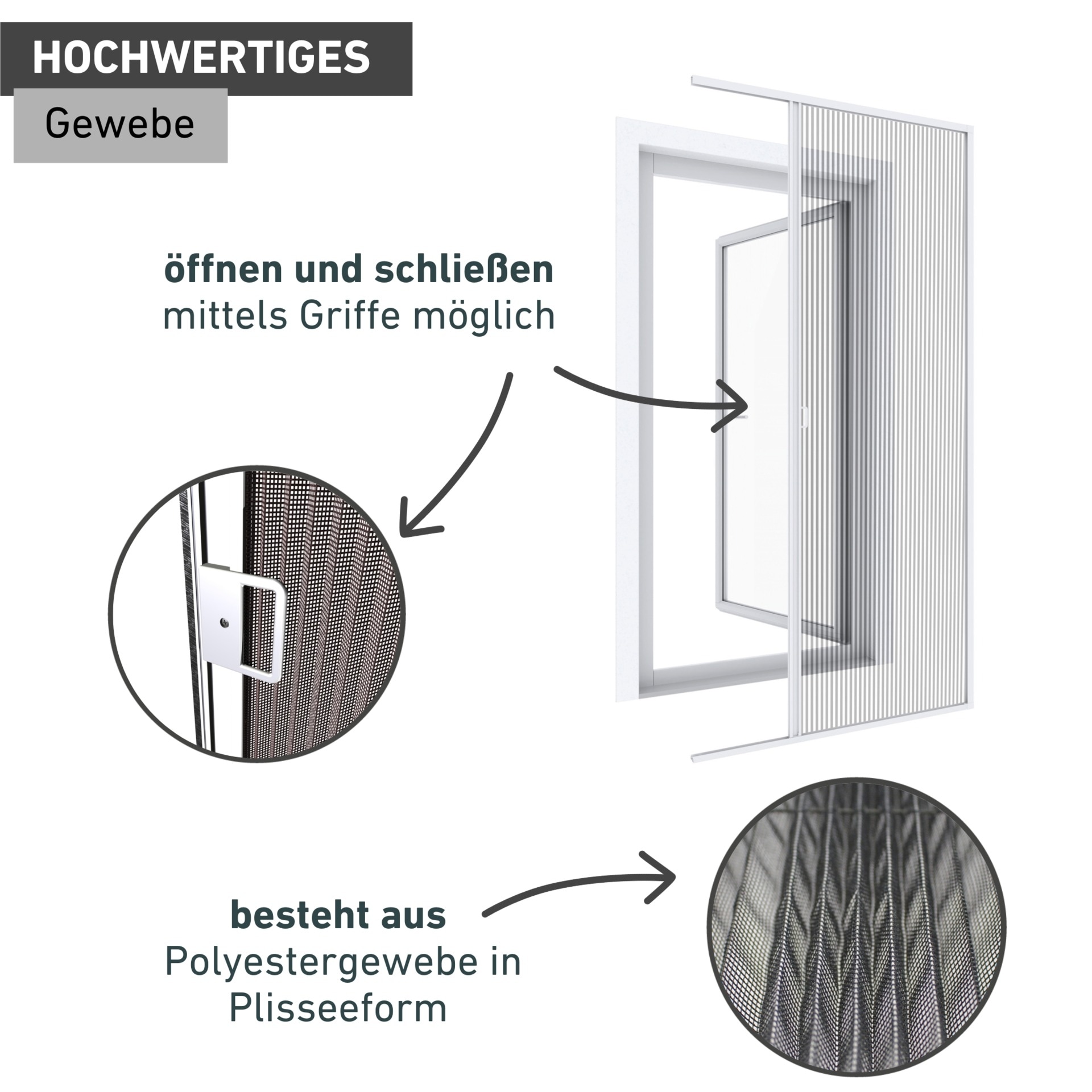 Windhager Insektenschutz-Tür »Expert für Einzeltüren mit Alurahmen, Fliegengitter Tür Plissee weiß« Plissee‑Insektenschutz für Balkon‑ und Terrassentüren, 240 x 120 cm