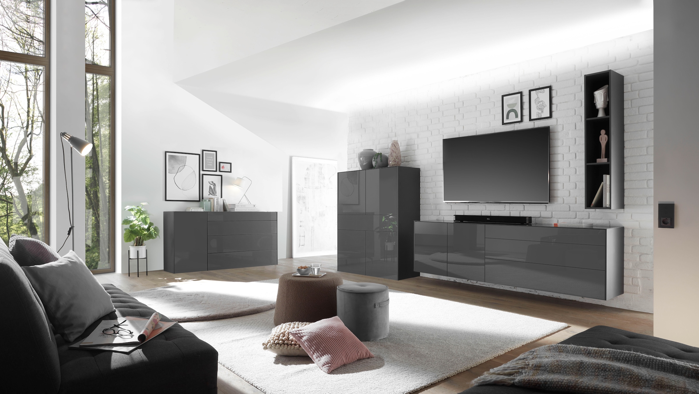 Mäusbacher Lowboard »Imola TOPSELLER!«, (OTTOs Choice), Mäusbacher Lowboard mit Glasfront und Glasoberplatte