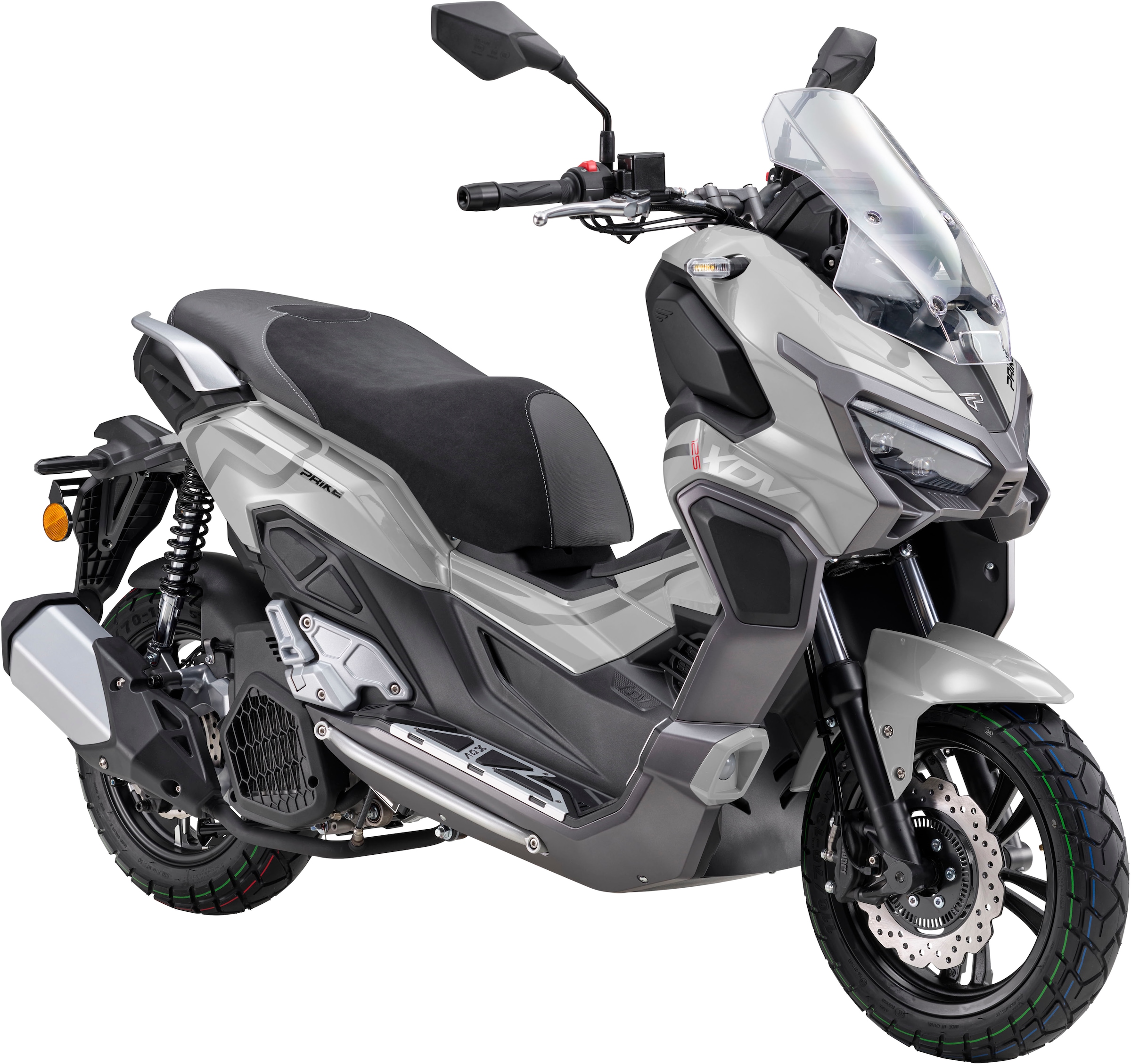 PRIKE Motorroller »PRIKE XDV 125, E5+, Adventure, ADV Roller«, 125 cm³, 95 km/h, Euro 5+, 11,4 PS, ABS, Windschutz, Heizgriffe, USB, EFI, digitales Display
