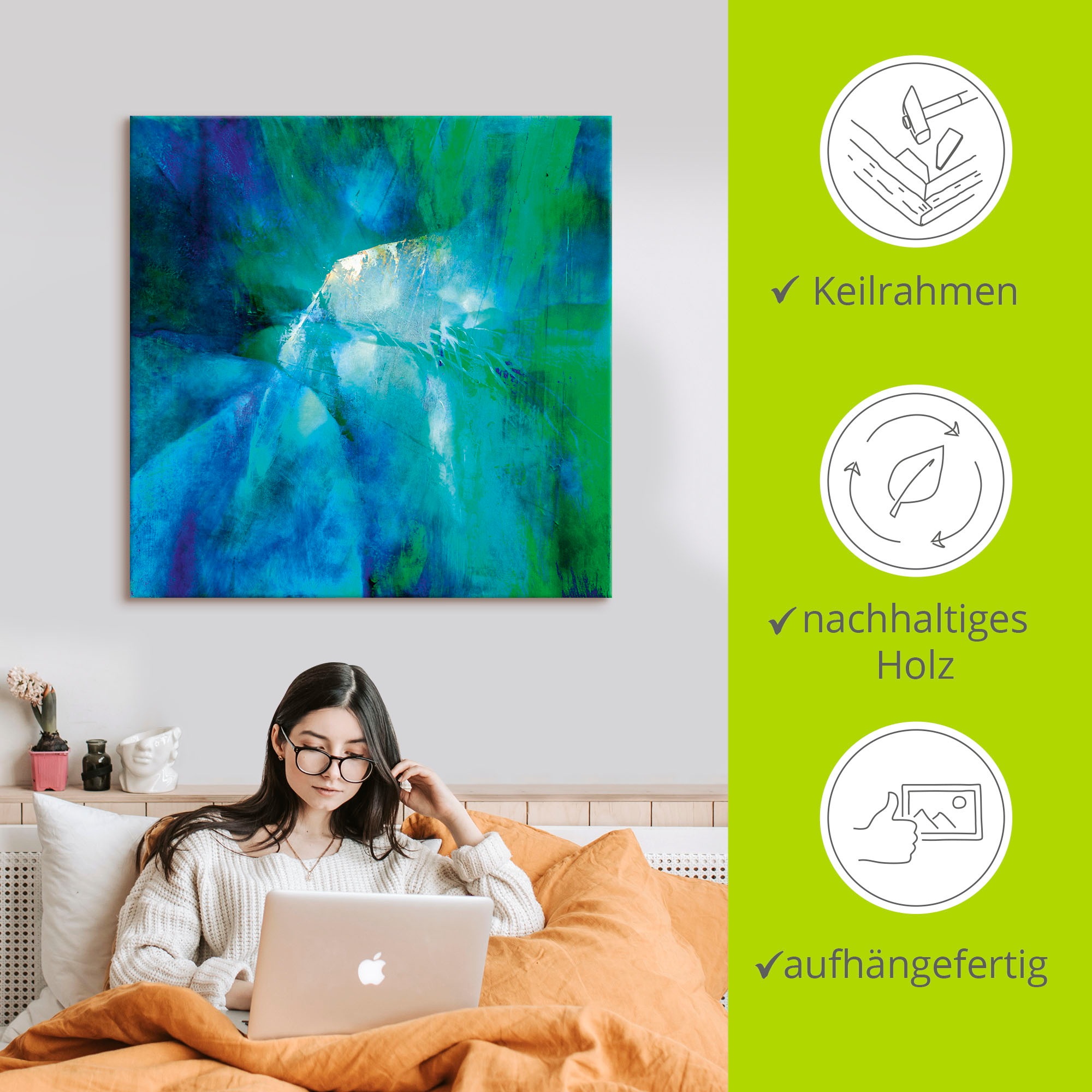 Artland Wandbild »Abstrakte Komposition in türkis«, Gegenstandslos, (1 St.), als Alubild, Outdoorbild, Leinwandbild in verschied. Größen