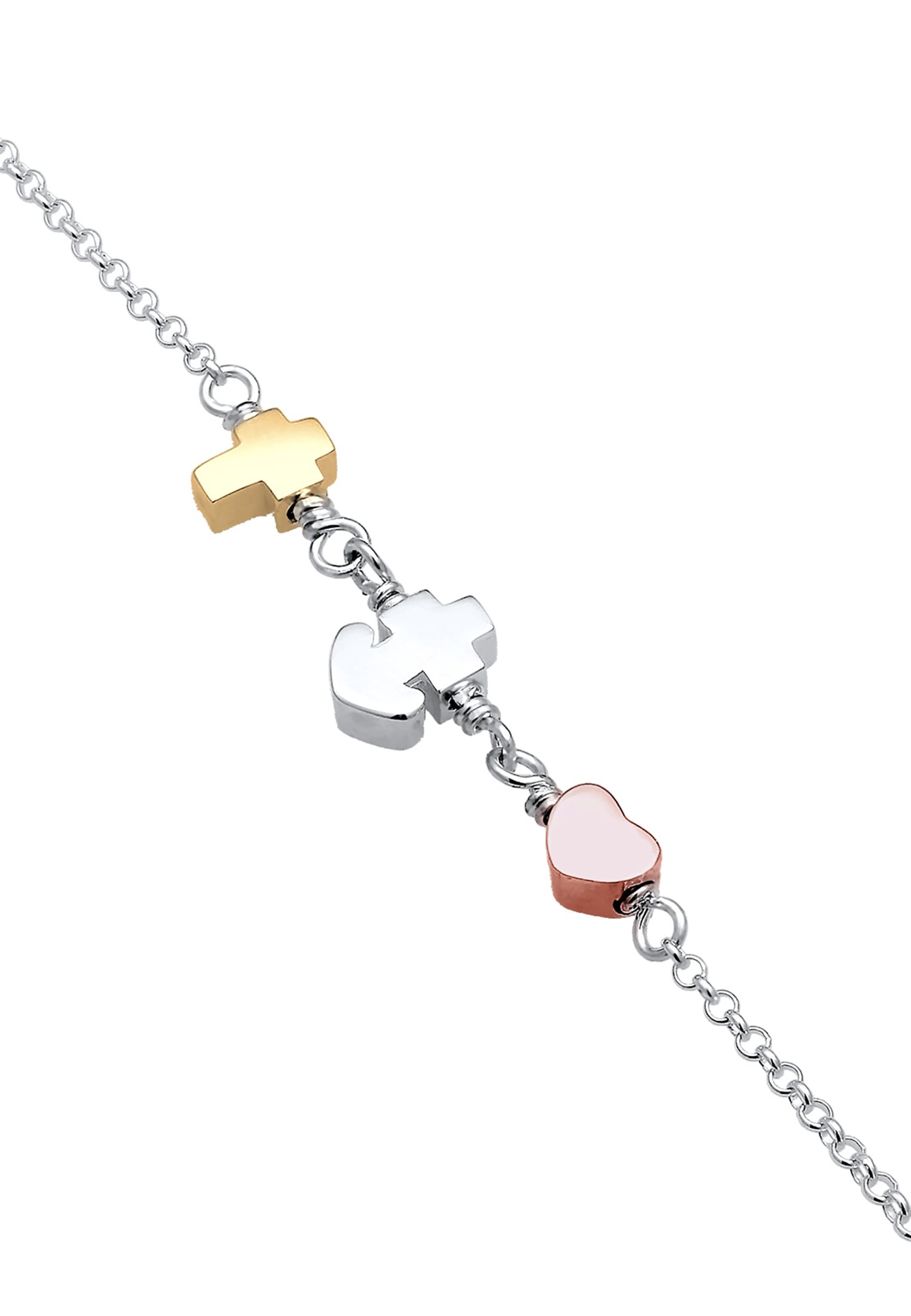 Elli Armband »Herz Anker Kreuz Tri-Color Symbol Trio 925 Silber«