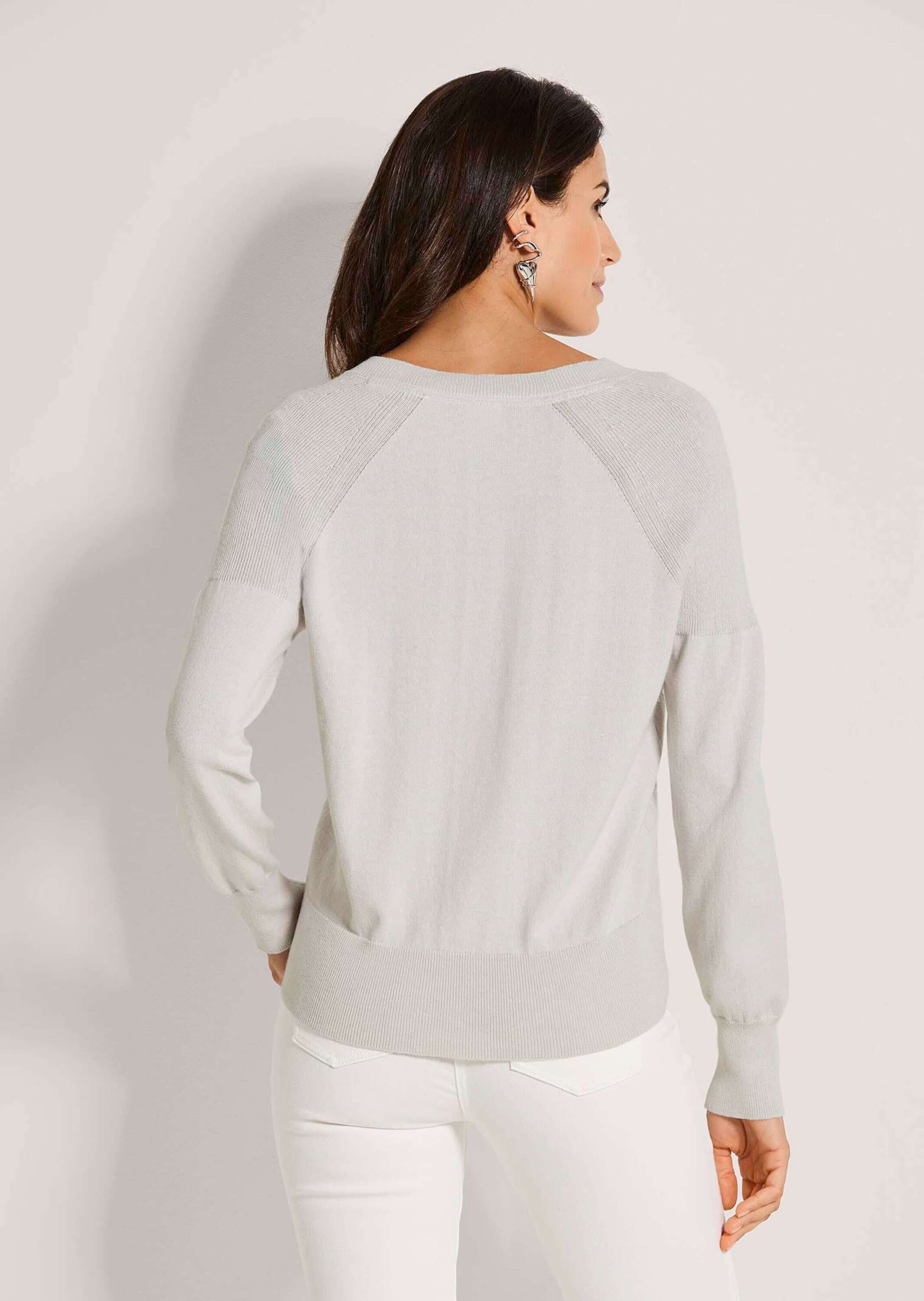 MADELEINE Longpullover »Feinstrickpullover Baumwollpullover mit Pailletten« Pailletten im Vorderteil