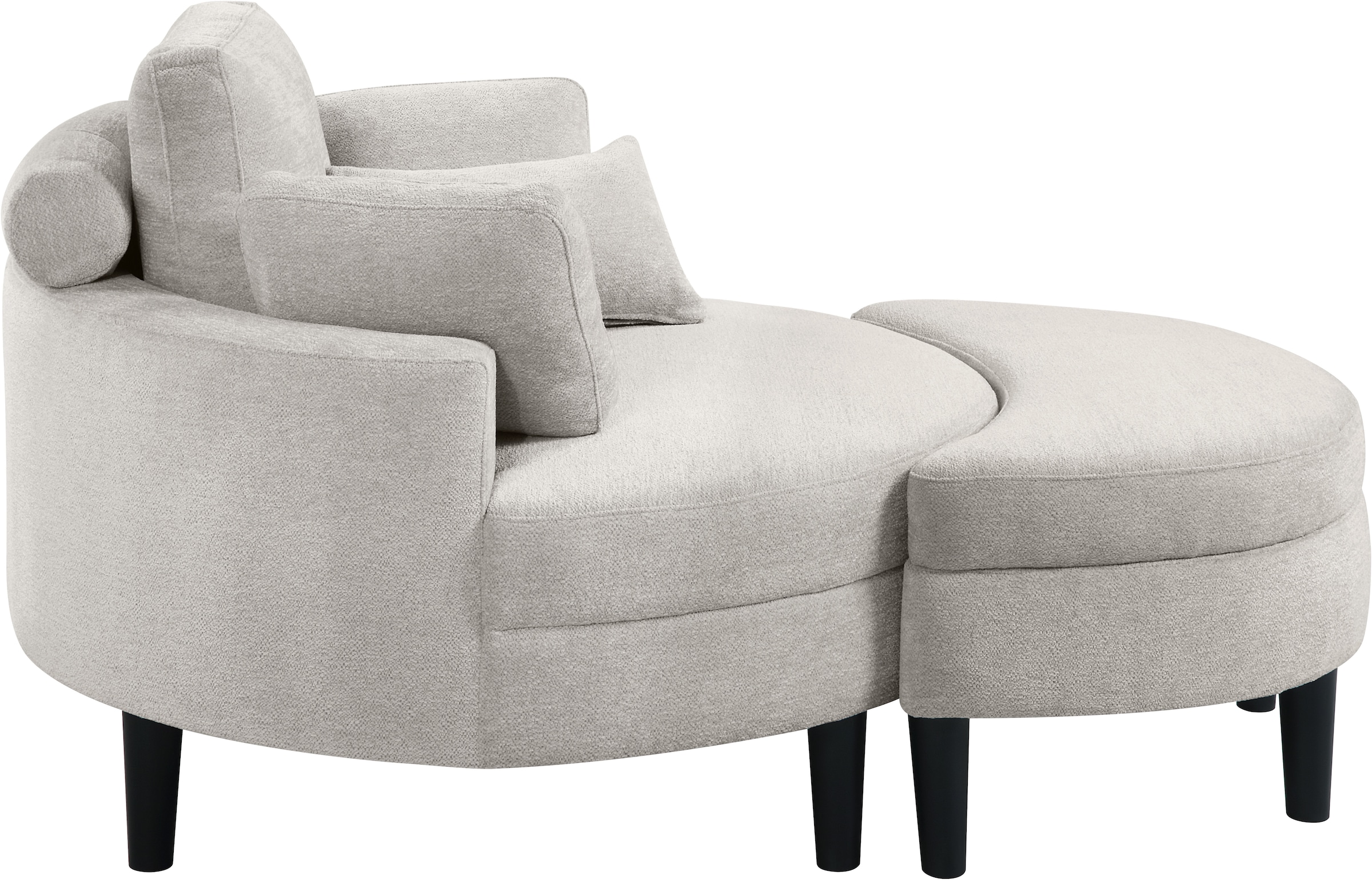 ATLANTIC home collection Loveseat »Ravi«, XXL- Sessel, inklusive Stauraumhocker, Rückenkissen & drei Zierkissen