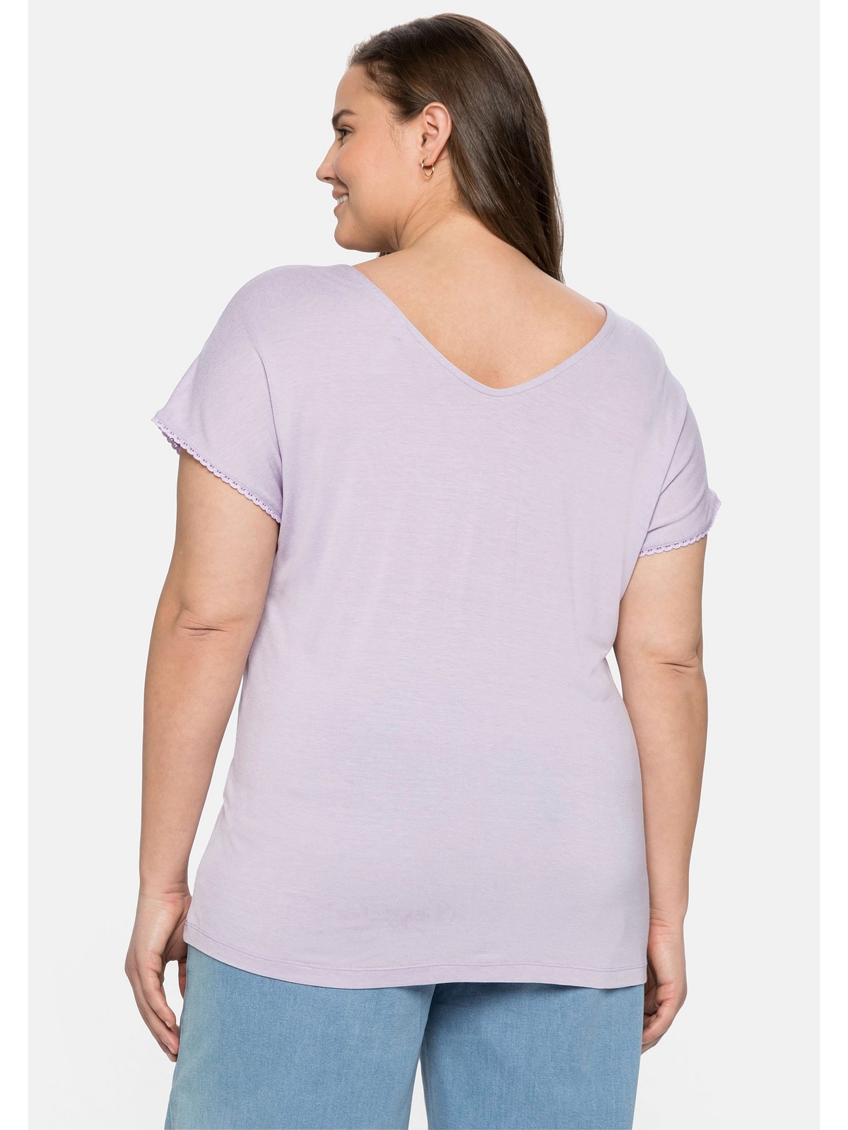 Sheego T-Shirt und Spitze an online mit Größen«, »Große BAUR | Schulternaht Ärmeln bestellen