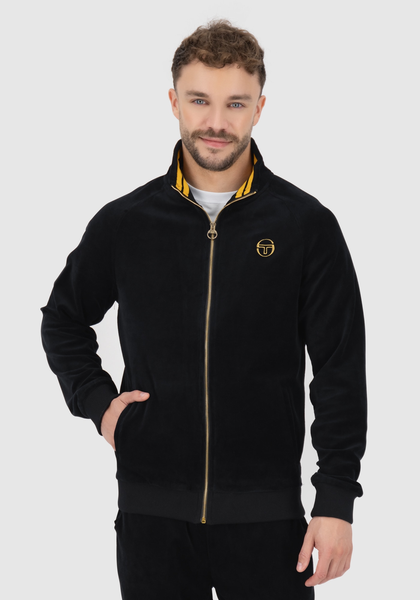 Sergio Tacchini Trainingsjacke »COURT VELOUR TRACK TOP Herren«, ohne Kapuze, Trainingsjacke Herren, leichte Jacke, Velour Sportjacke, Outdoor, Sale