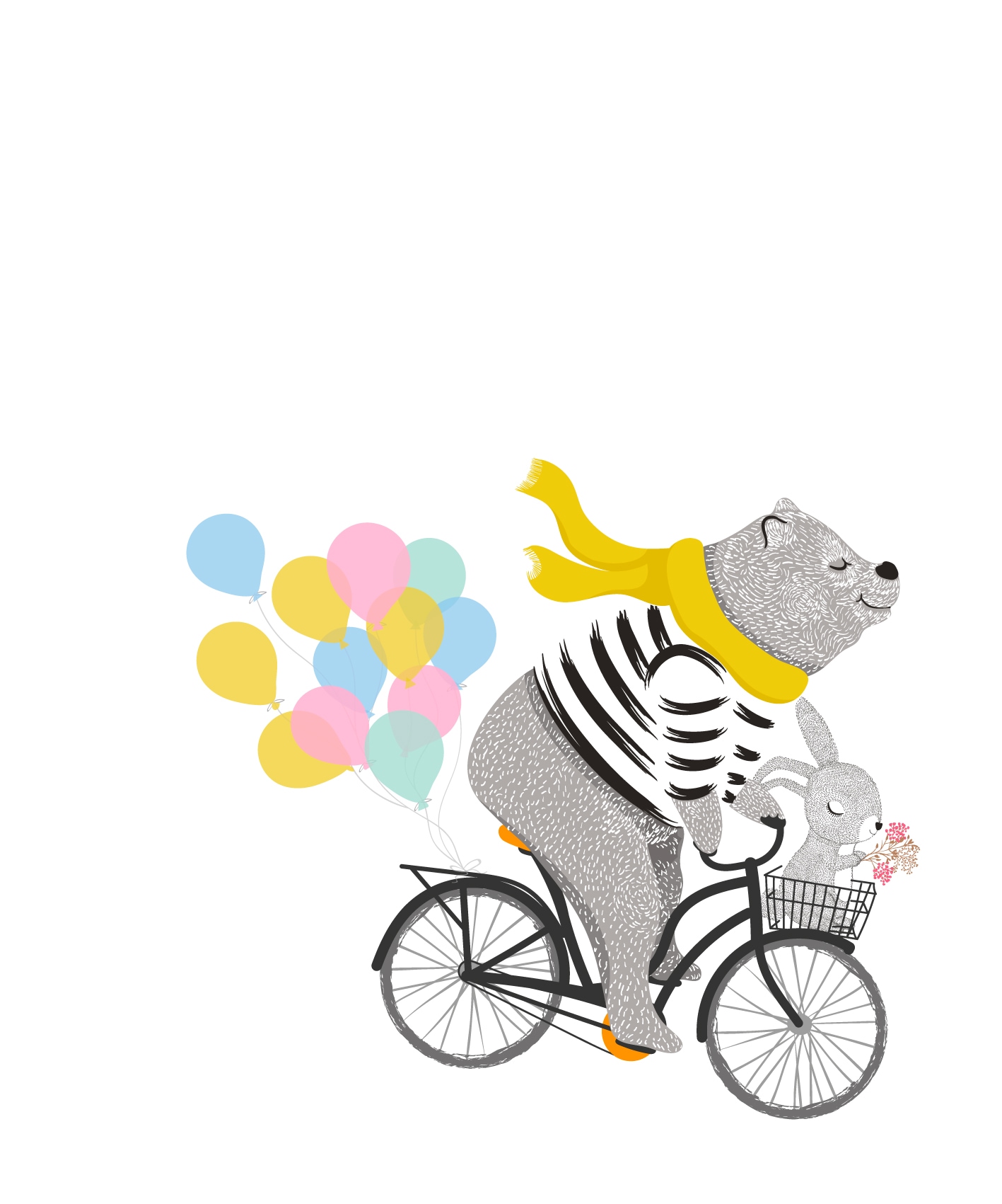 Lüttenhütt Poster "Bär mit Hase auf Fahrrad", Fahrräder-Fahrzeuge-Fantasy-L günstig online kaufen