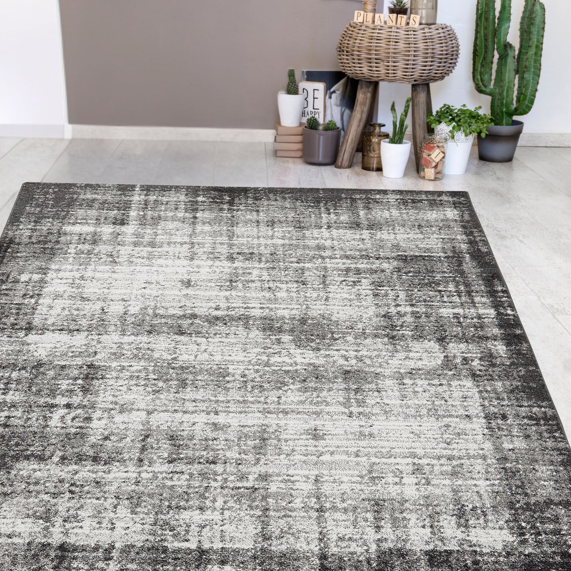 Teppich ANDIAMO "Campos", grau, B:160cm H:10mm L:230cm, Polypropylen (PP), Teppiche, Teppich, Kurzflor, modernes Design, Wohnzimmer
