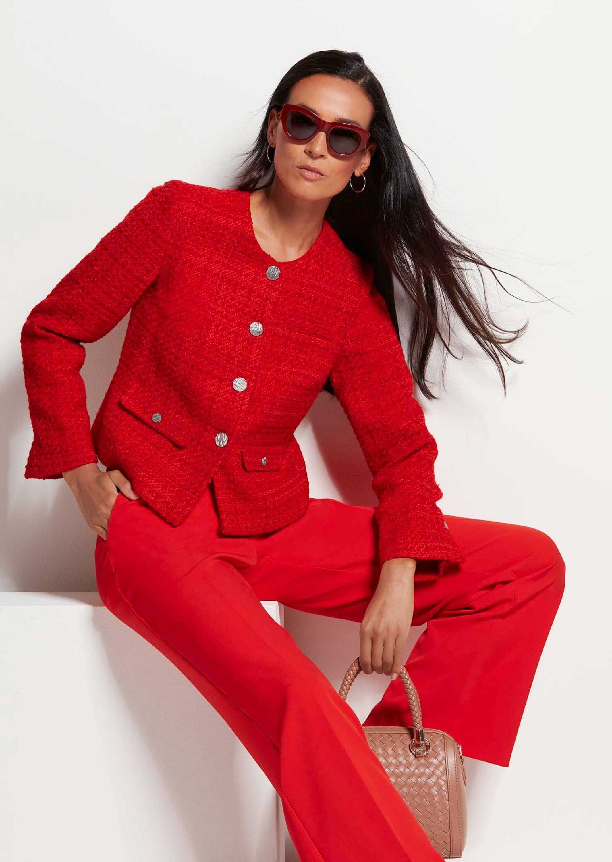 MADELEINE Jerseyblazer »Blazer Eleganter Tweed-Kurzblazer mit Metallknöpfen« Edle Metallknöpfe