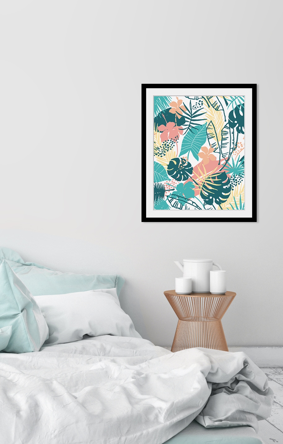 queence Bild »Jennifer«, Blumen-Blumenbilder-Pflanzenbilder-Blätter-Kunst, HD Premium Poster-Druck inkl. Holzrahmen