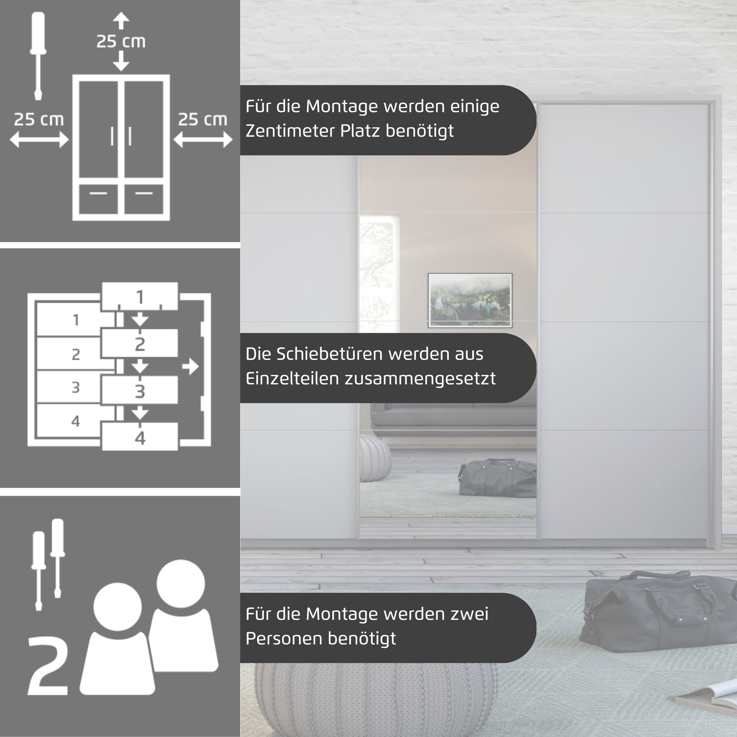 Thumbnail - rauch Schwebetürenschrank "Kleiderschrank Schrank Garderobe Wäscheschrank TOMA mit Passepartout", inkl. Regaleinsatz sow...