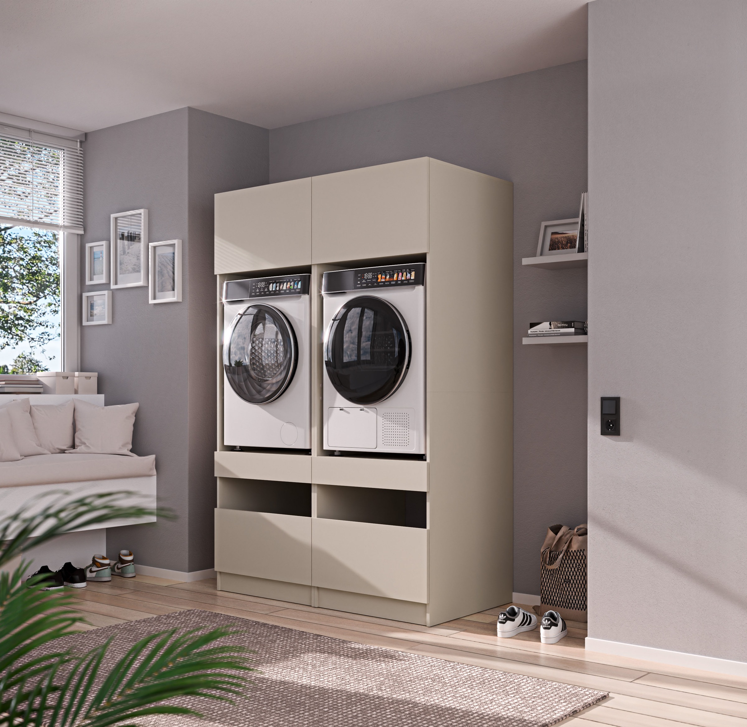 BASIC by Balculina Mehrzweckschrank-Set »Washhome B/T/H 135x68x200 cm« 2 Stk. tlg.