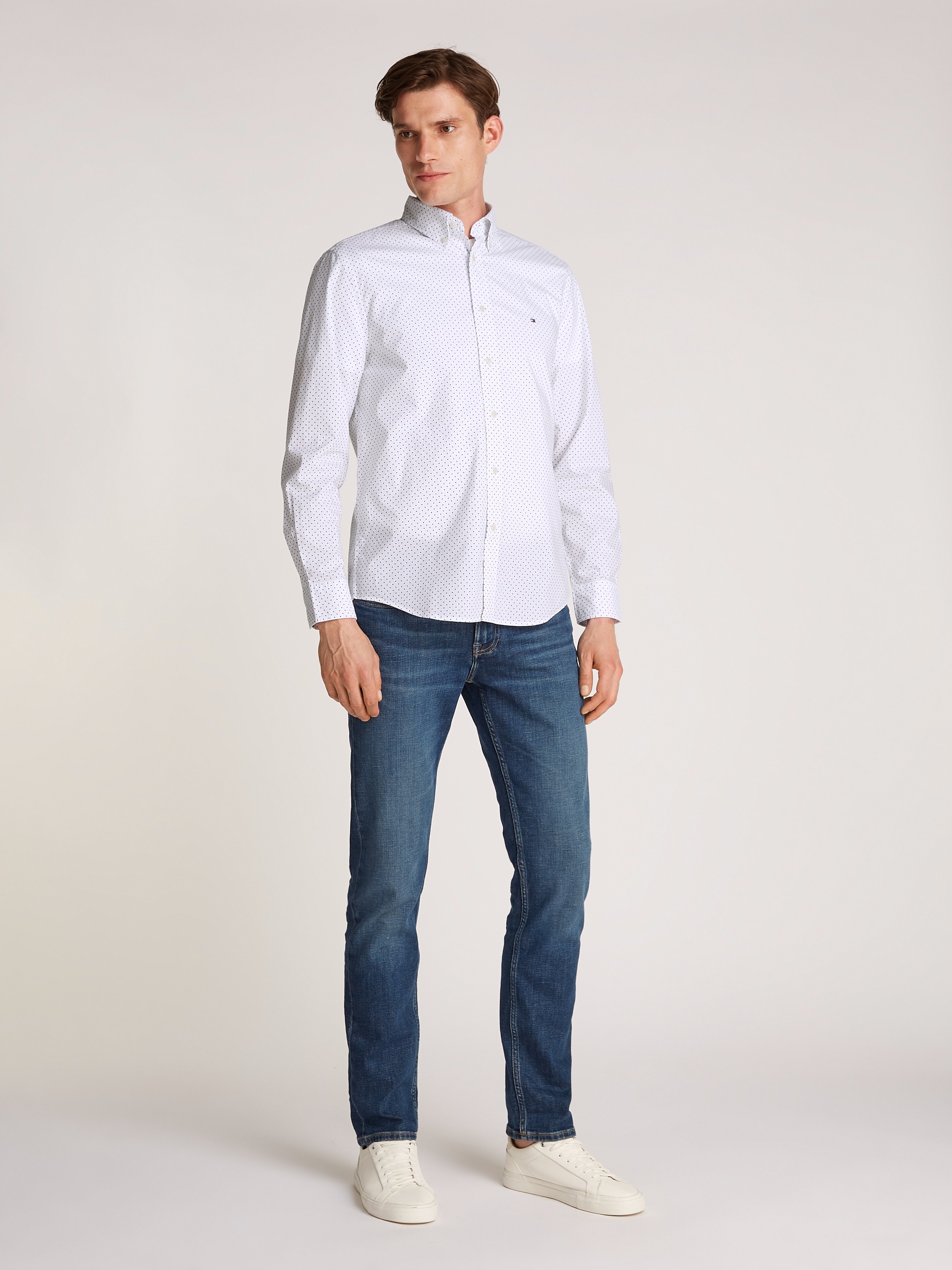 Tommy Hilfiger Businesshemd »FLEX POPLIN POLKA DOT RF SHIRT«, mit Punktprint