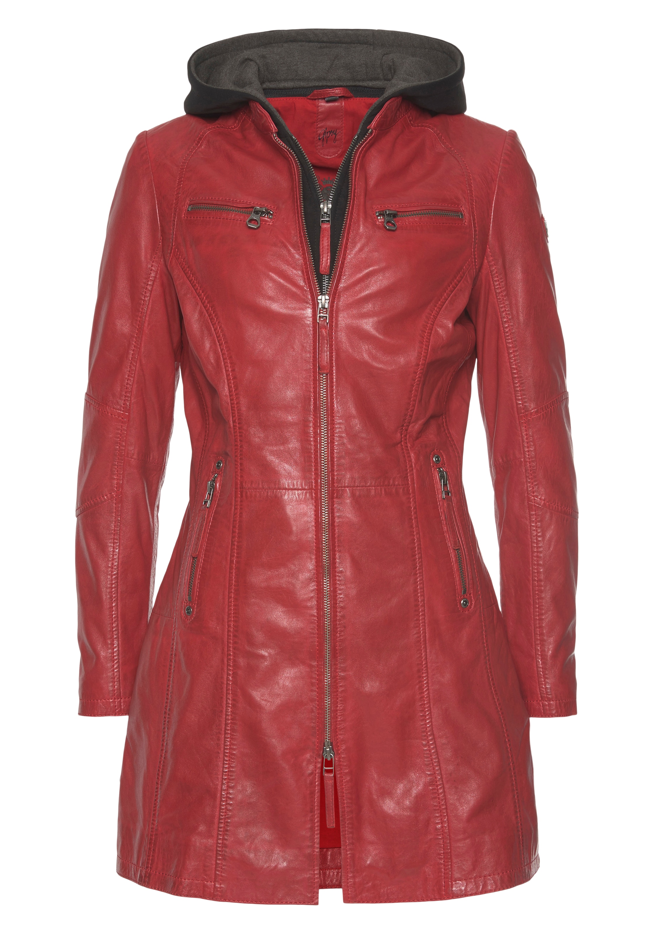 kaufen aus für Gipsy BAUR »Bente«, abnehmbarem 2-in-1-Lederjacke Ledermantel mit Kapuzen-Inlay Jerseyqualität |