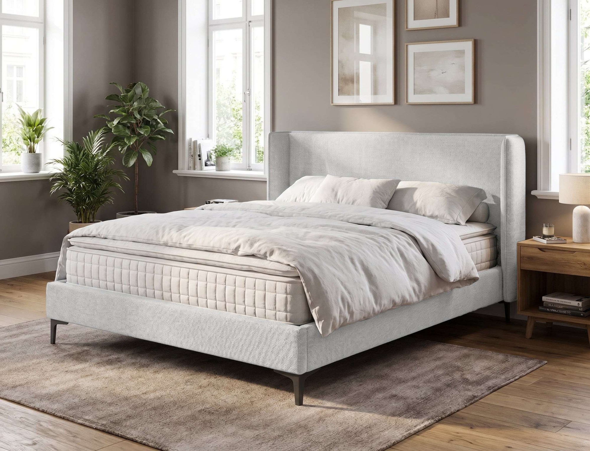 Home affaire Polsterbett »LYSEKIL Bettgestell mit Lattenrost, Breite 140/160/180/200cm, Chenille« Rahmenbett mit Kopfteil, ohne Matratze und Topper