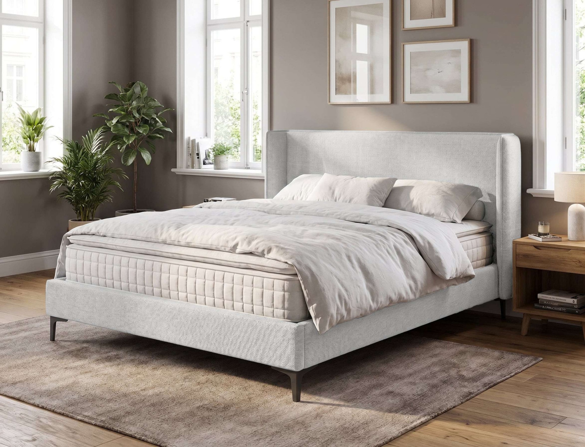 Home affaire Polsterbett "LYSEKIL Bettgestell mit Lattenrost, Breite 140/160/180/200cm, Chenille" Rahmenbett mit Kopfteil, ohne Matratze und Topper