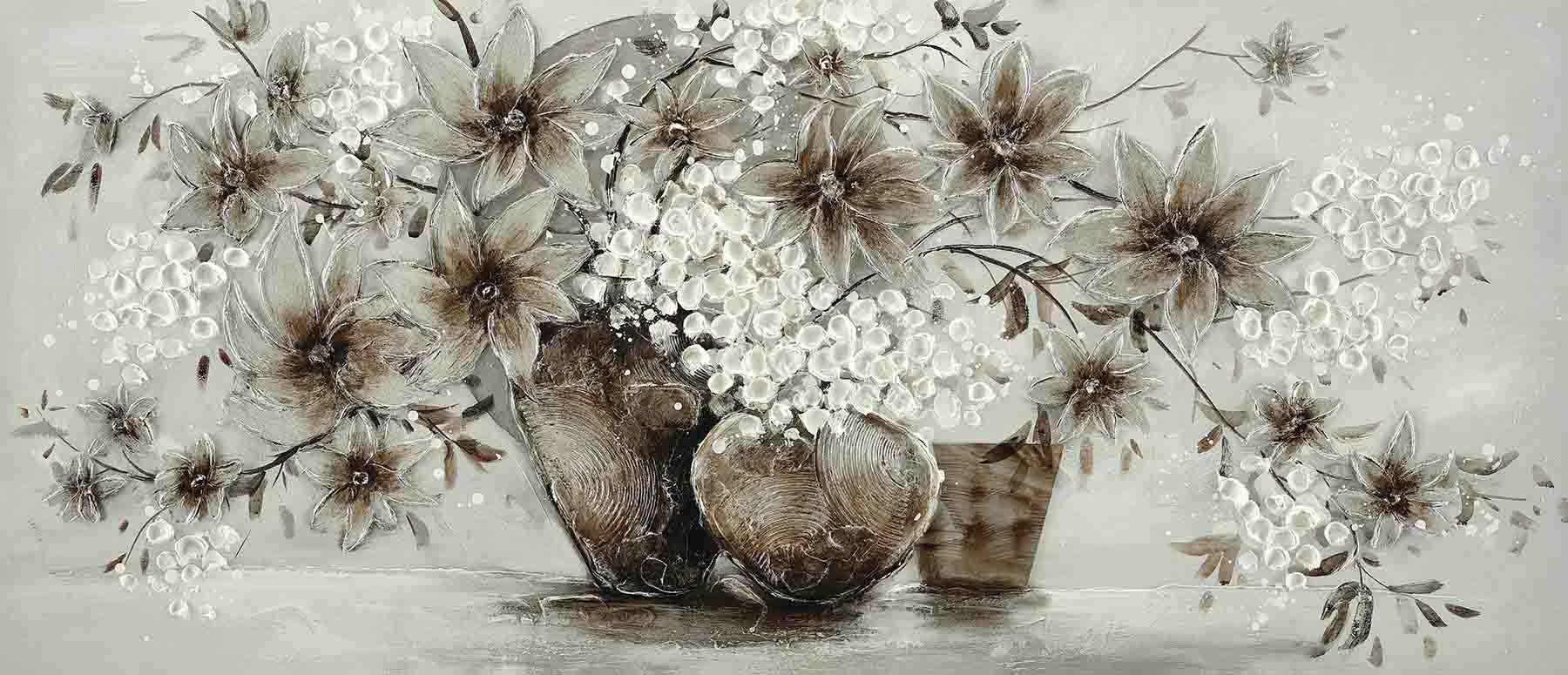 Bönninghoff Ölgemälde "handarbeit BLUMENVASEN ZWEIGE 60x140 cm – Wandbild Kunst" Arrangements Blumen Vasen 1 Stk. tlg. handgefertigt, jedes Bild ein Unikat