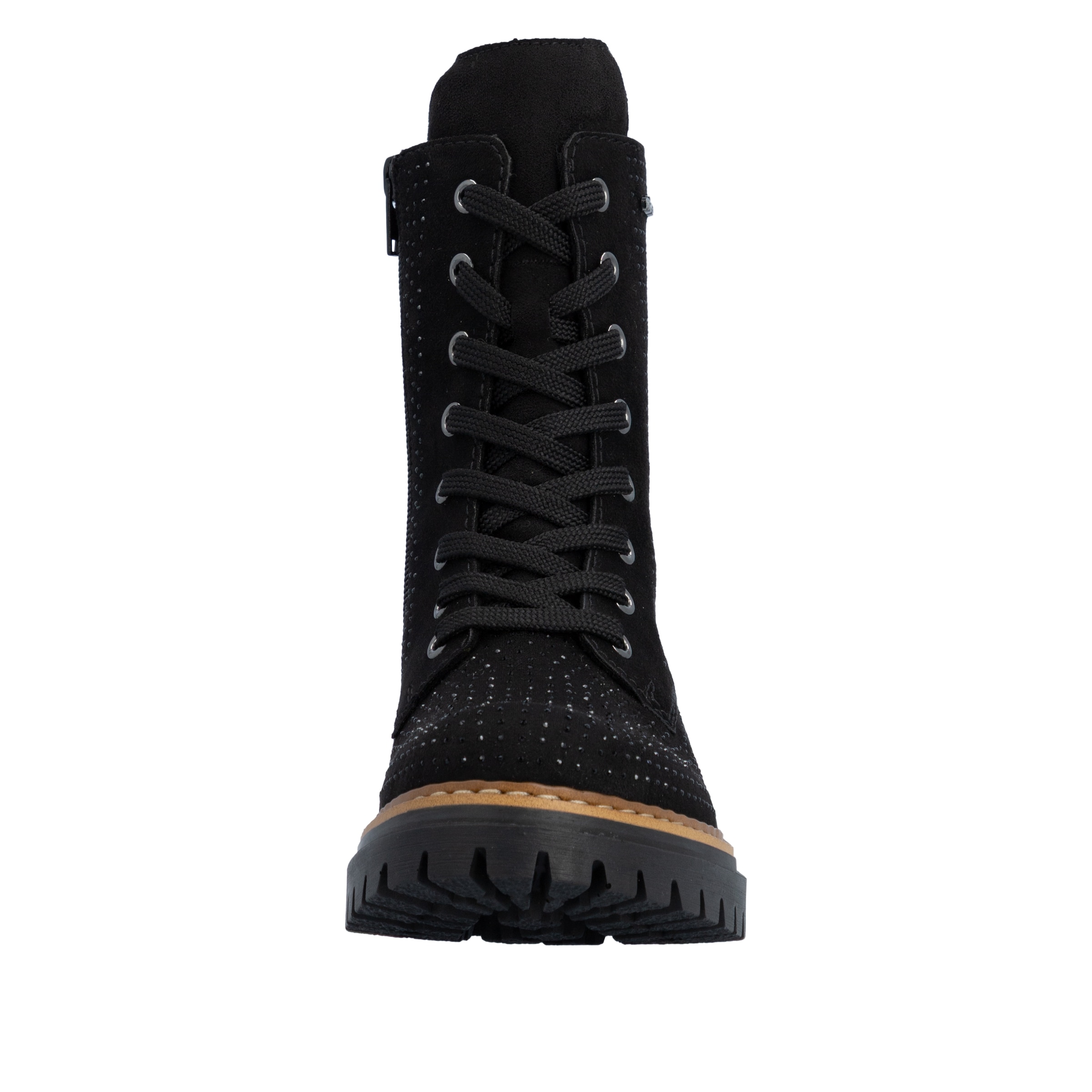 Rieker Schnürboots  Schnürstiefelette, Blockabsatz, mit Glitzersteinchen verziert