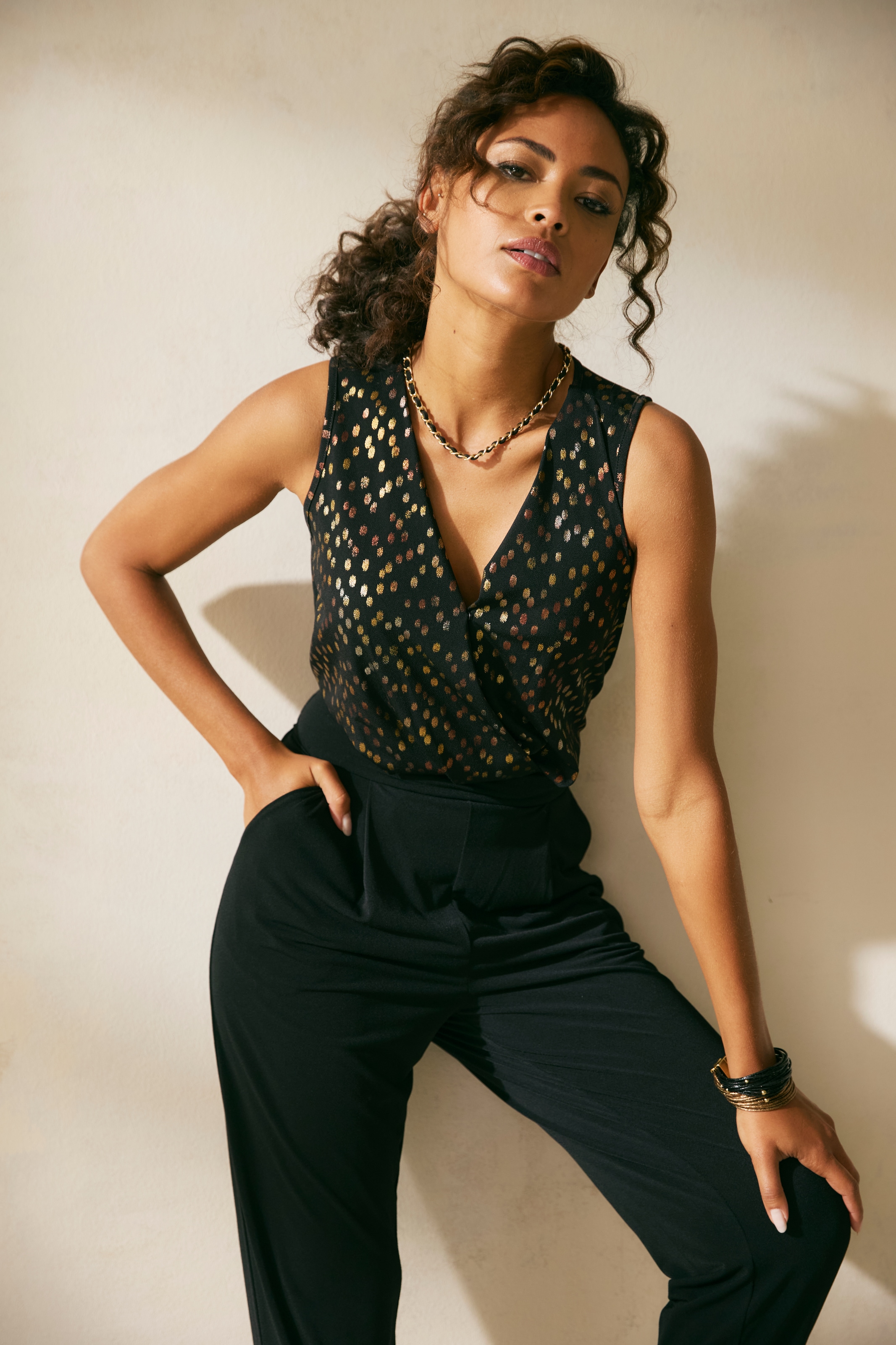 LASCANA Overall mit bedrucktem Oberteil, eleganter Jumpsuit, Business-Look, günstig online kaufen