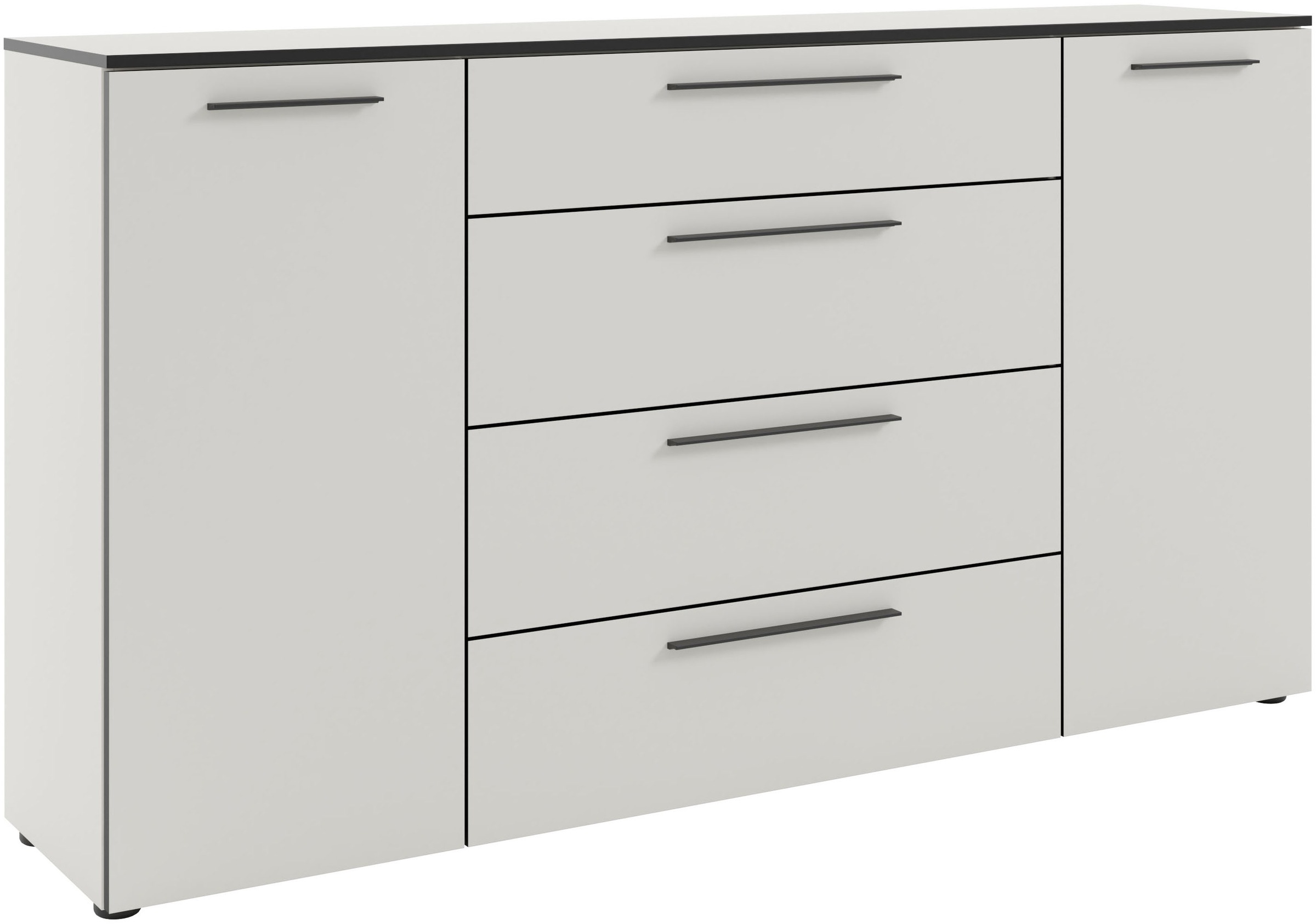 Manjana Möbel Kommode »mit Schwarz matten Metallgriffen in verschiedenen Ausführungen« mit Soft-Close-Funktion, mit variabel einsetzbaren Einlegeböden