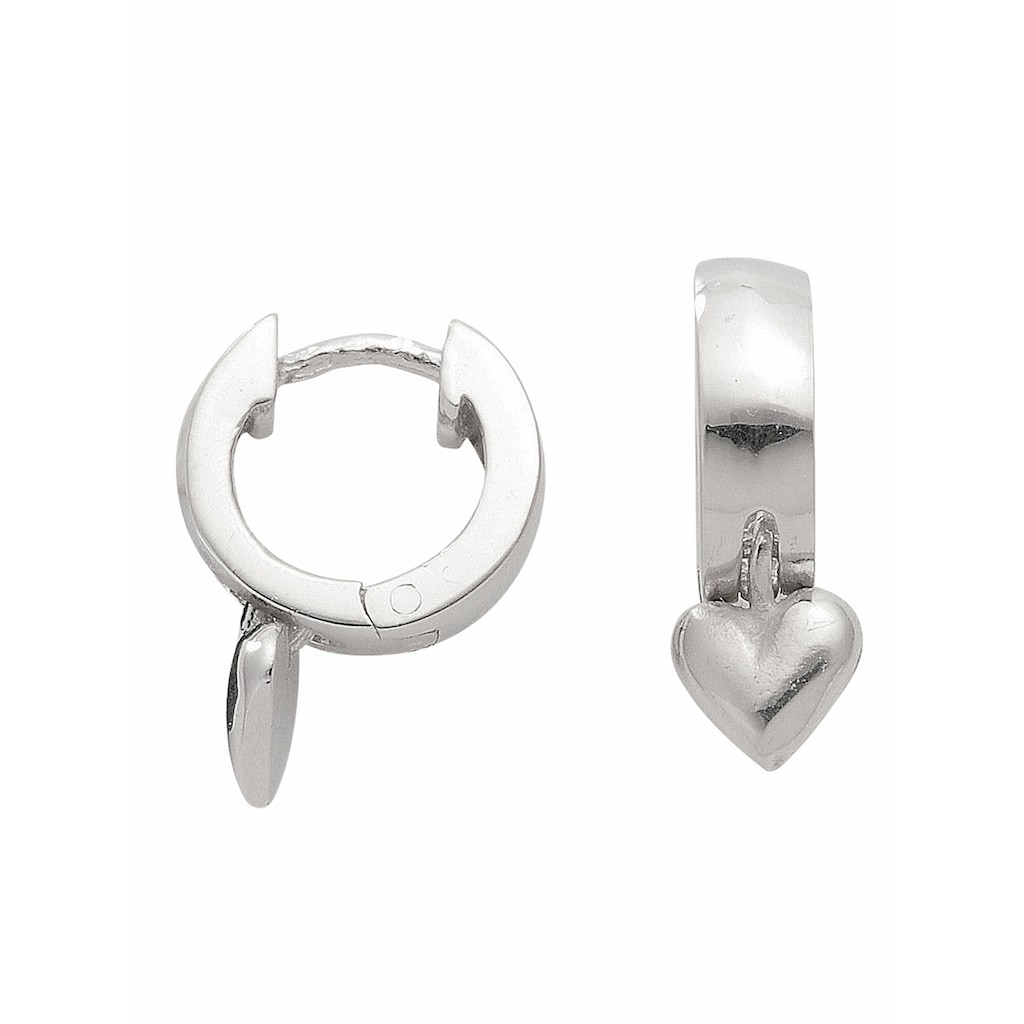 Adelia´s Paar Ohrhänger »925 Silber Ohrringe Creolen Herz Ø 10,8 mm«, Silberschmuck für Damen