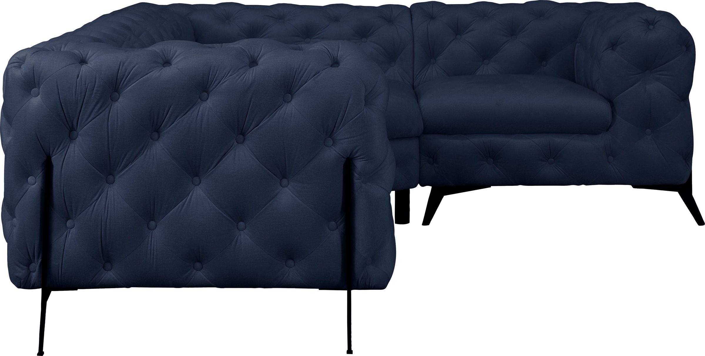 Leonique Chesterfield-Sofa »Amaury L-Form«, moderne Chersterfield-Optik, Breite 262 cm, Fußfarbe wählbar