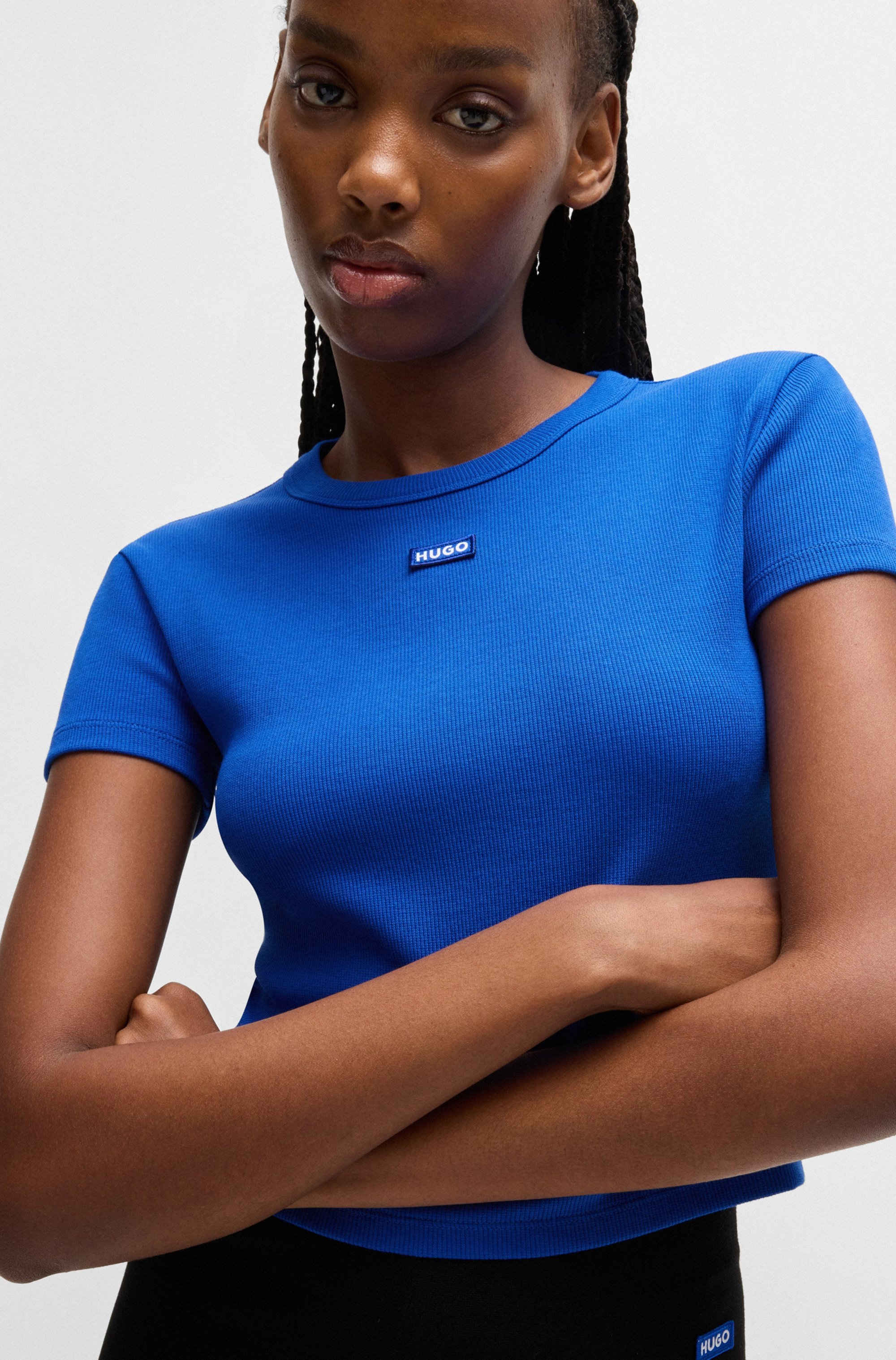 HUGO Blue T-Shirt »Baby Tee«, in verkürzter Länge