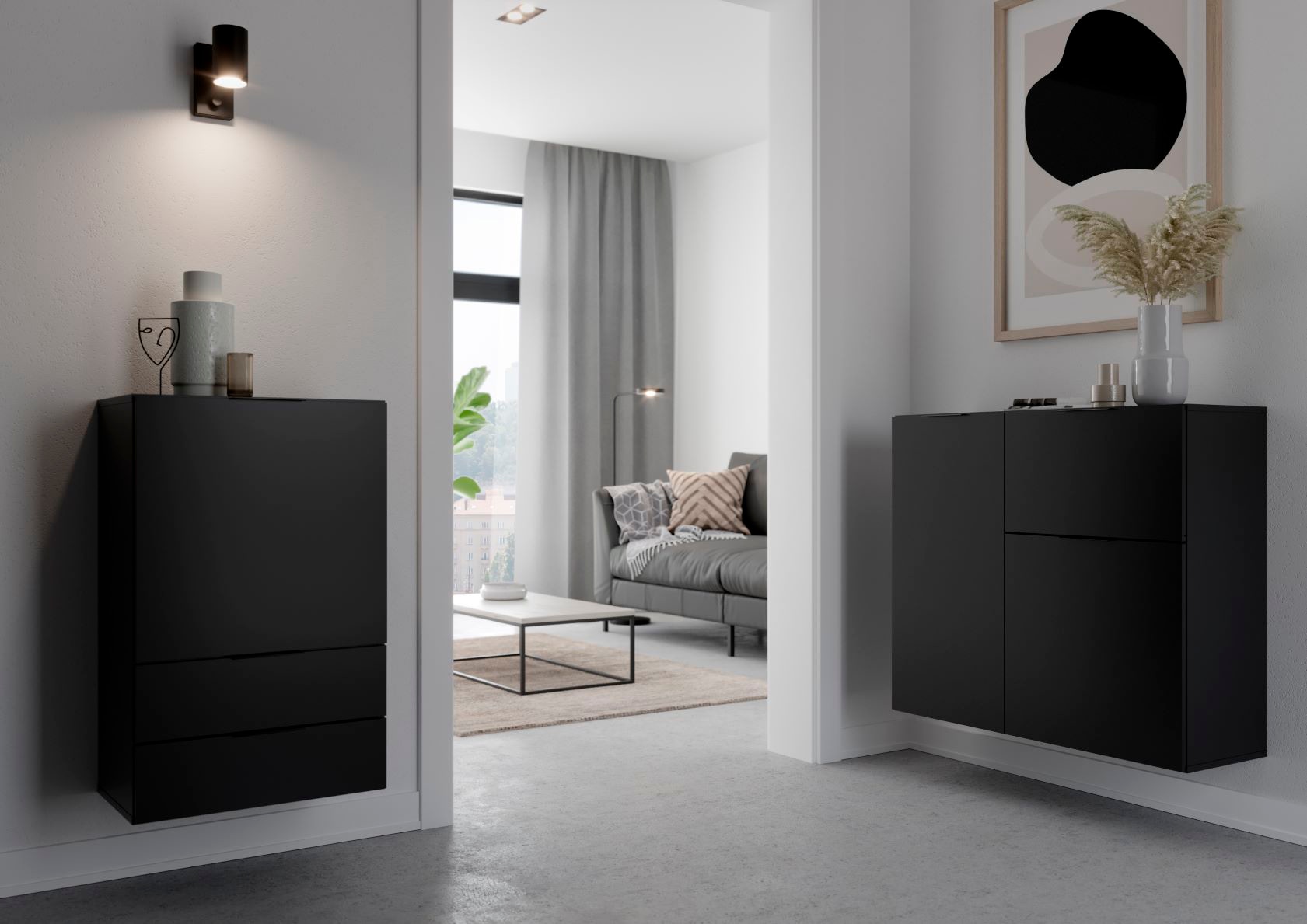 FMD Kommode "Dark", mit Schublade, verstellbare Einlegeböden, Breite ca. 89 günstig online kaufen