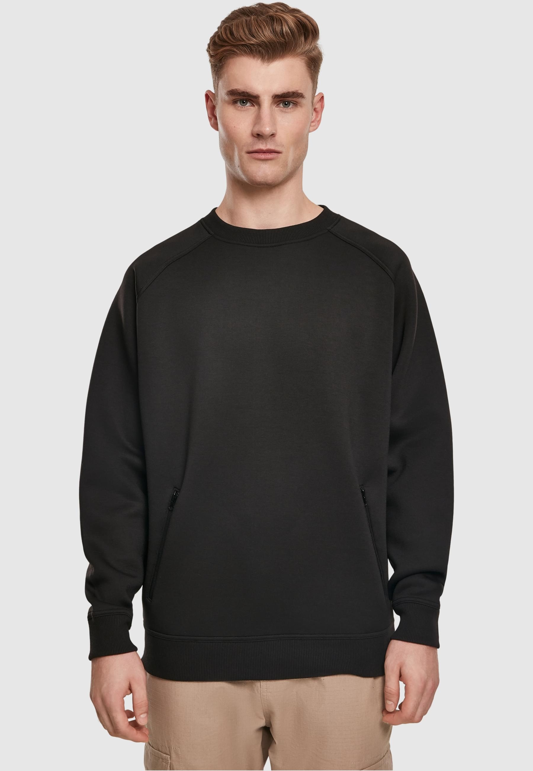 URBAN CLASSICS Rundhalspullover »Urban Classics Herren Raglan Zip Pocket Crew«, (1 tlg.)